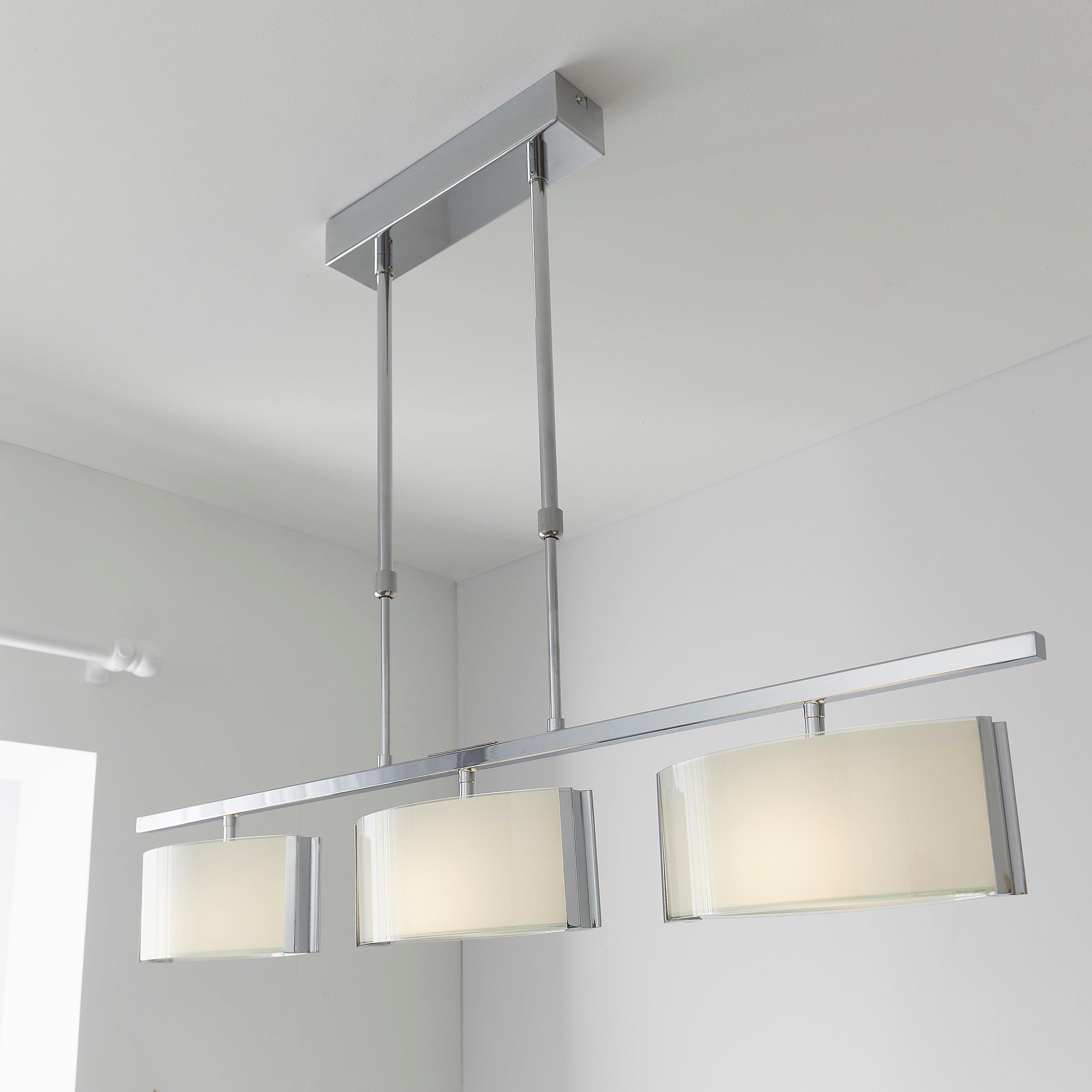 3-Light Semi Flush Mount Ceiling Fixture - Chrome Finish with White Glass Shades - Perfect for Bedroom, Living Room & Hallway Lighting