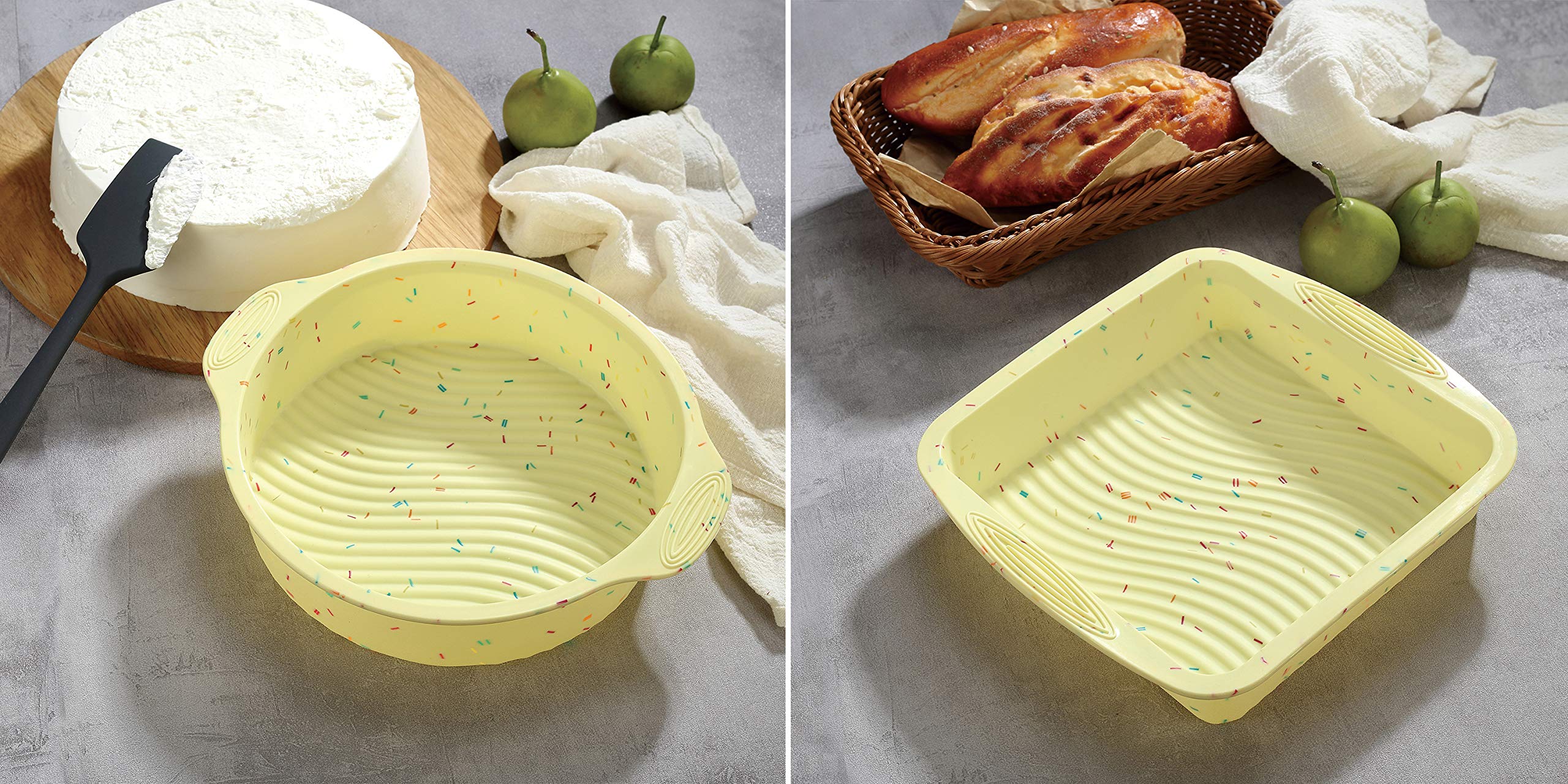 46PCS Silicone Bakeware Set - Non-Stick Cake Molds, Baking Pans & Cupcake Liners for Easy Baking | Perfect for Home Kitchen, Party Desserts & Holiday Treats