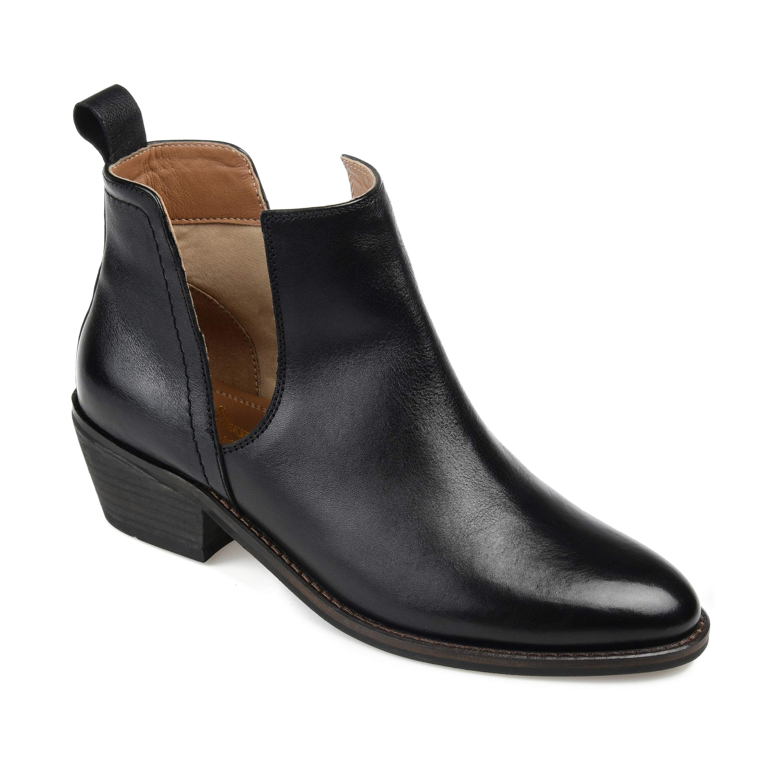 Journee Signature Women's Brigitte Bootie - Genuine Leather Ankle Boots with Comfort Foam™ Technology for All-Day Wear | Perfect for Office, Date Night & Fall Fashion