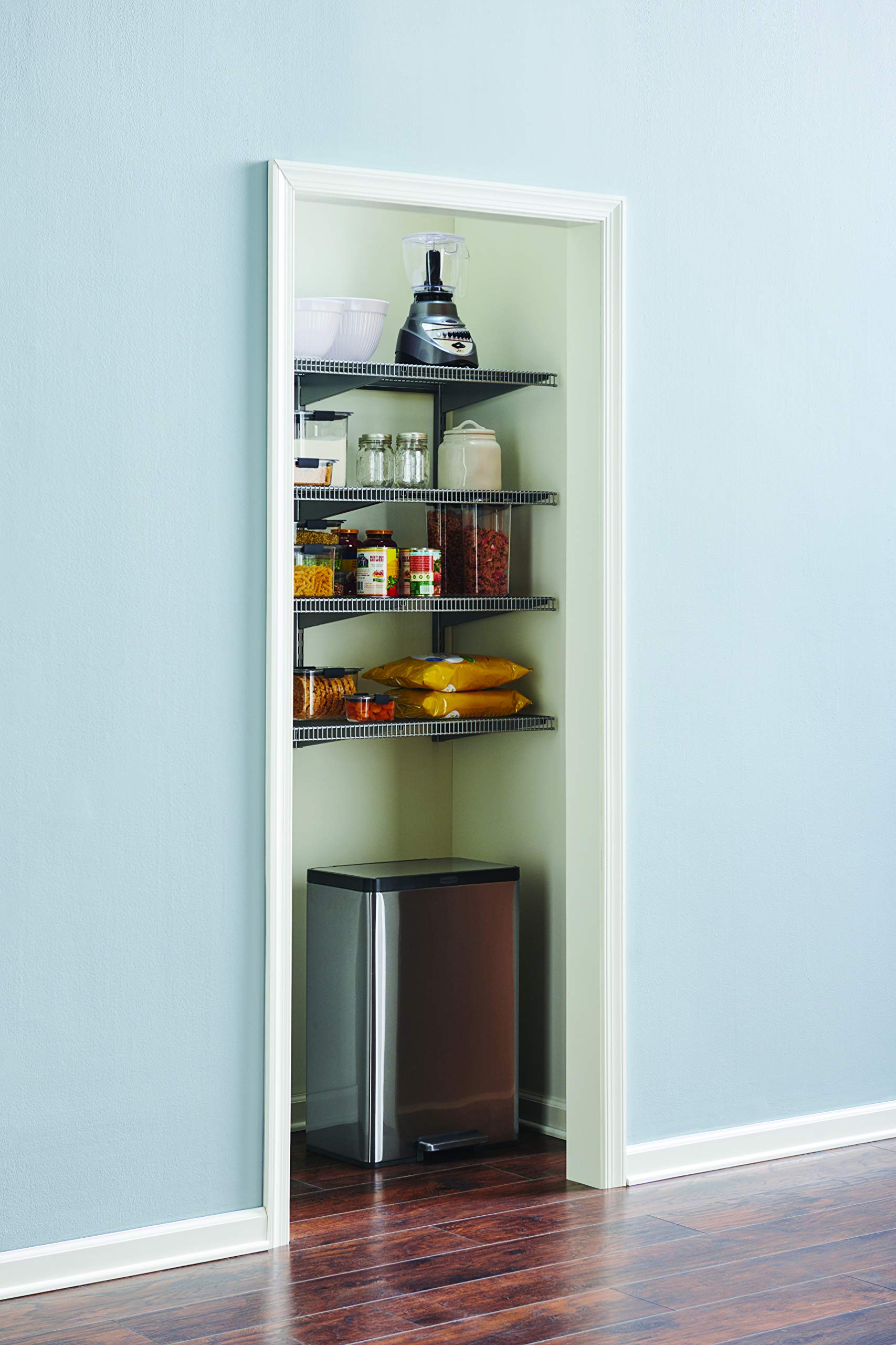 Rubbermaid 36-Inch Pantry Organizer Kit - Closet Storage System in Satin Nickel Finish | Perfect for Kitchen, Bathroom & Bedroom Organization