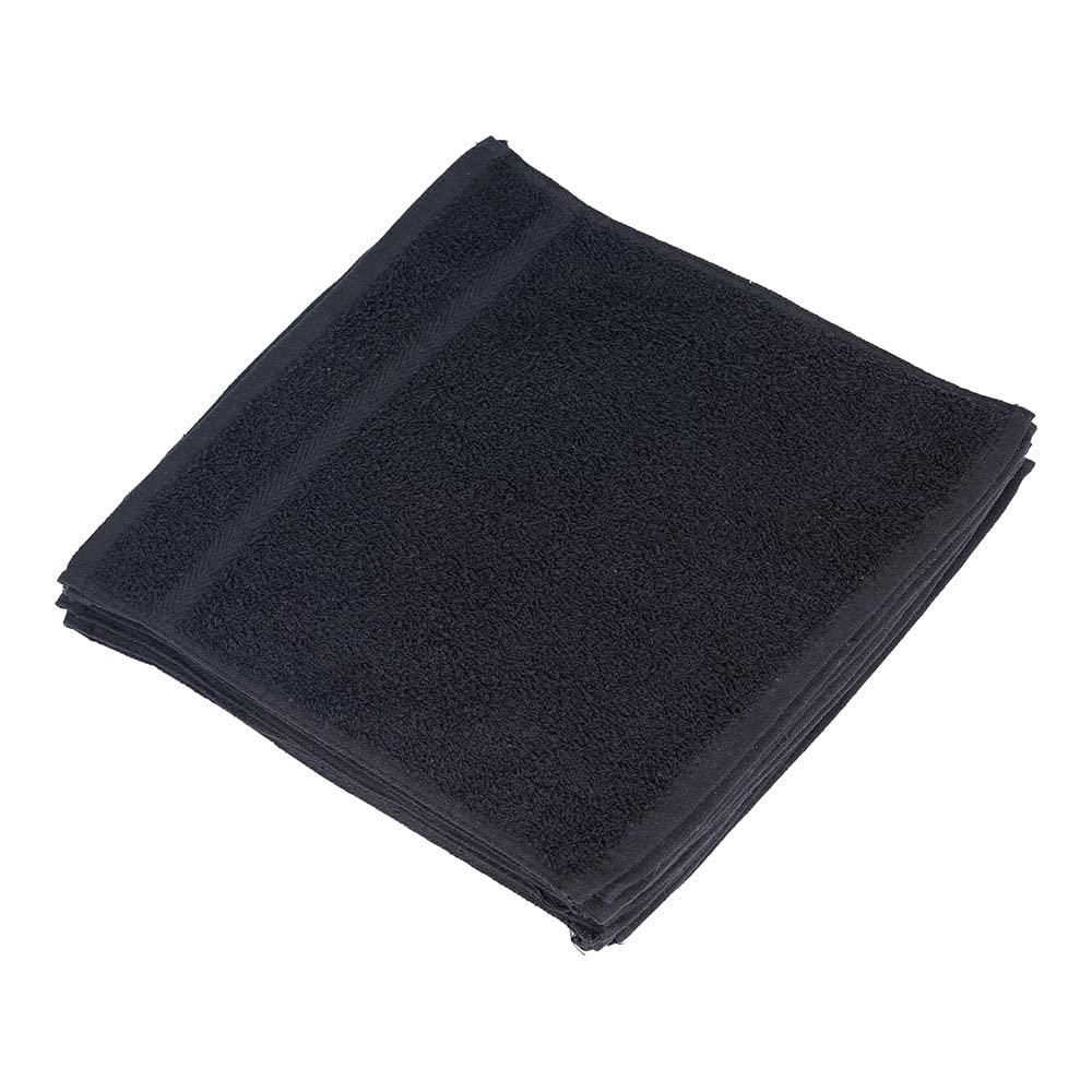 12 Pack Premium 100% Soft Cotton Face Towels - 13x13 Inch, Absorbent & Durable Ring Spun Washcloths for Household, Spa, Gym & Hotel Use - Ideal for Skincare, Makeup Removal & Gentle Exfoliation (Black)