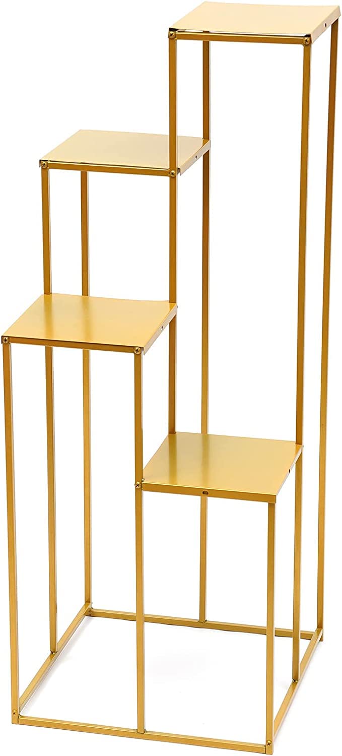 Gold Geometric Flower Stand - 4 Tier Wedding Centerpiece (100/80/60/40cm) Metal Vase Holder for Ceremony, Party, Hotel Decor - Elegant Tabletop Display for Floral Arrangements