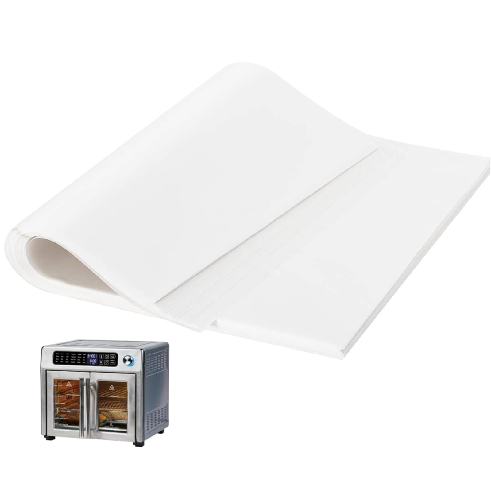 Disposable Air Fryer Paper Liners - 100 PCS Parchment Sheets Compatible with Emeril Lagasse 26 QT Extra Large Air Fryer Toaster Oven | Non-Stick, Easy Clean Accessories for Baking, Roasting & Reheating Food