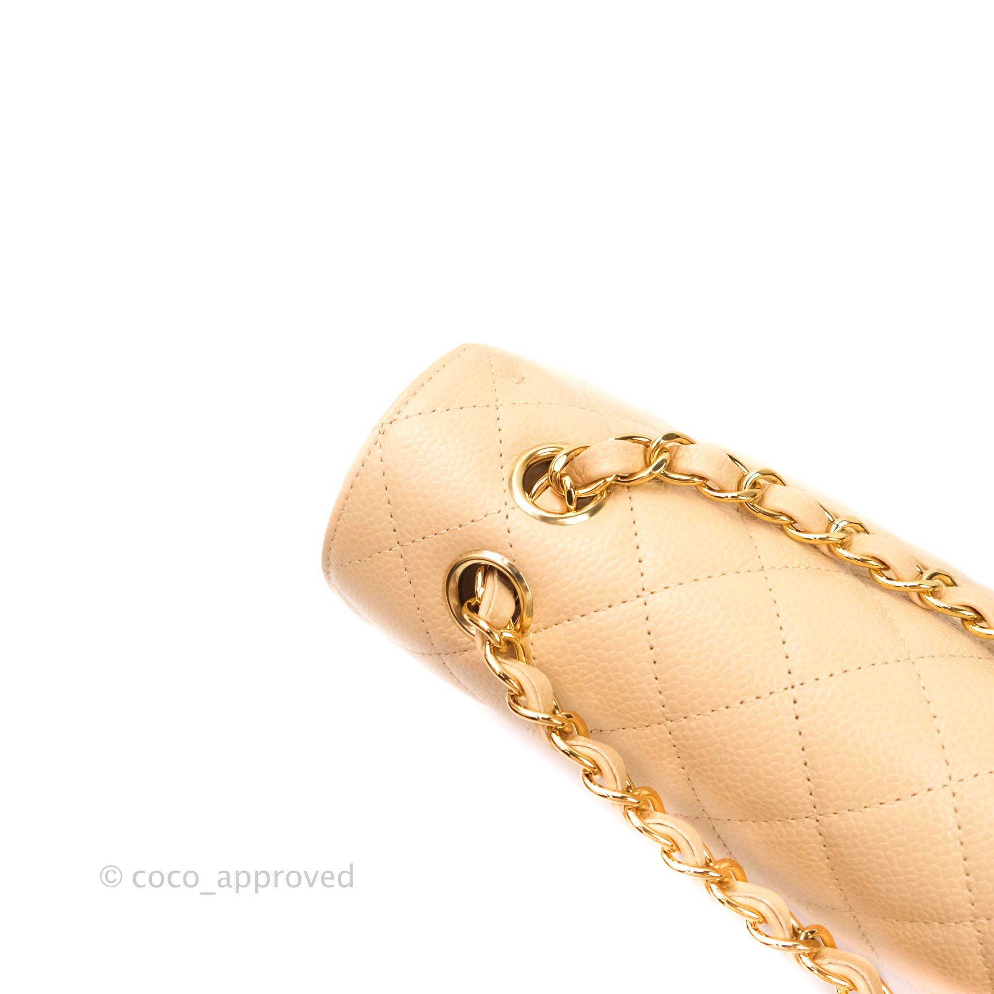 Chanel Classic Medium Double Flap Bag in Beige Caviar Leather with Gold Hardware - Luxury Handbag for Women, Perfect for Work, Evening Events & Special Occasions