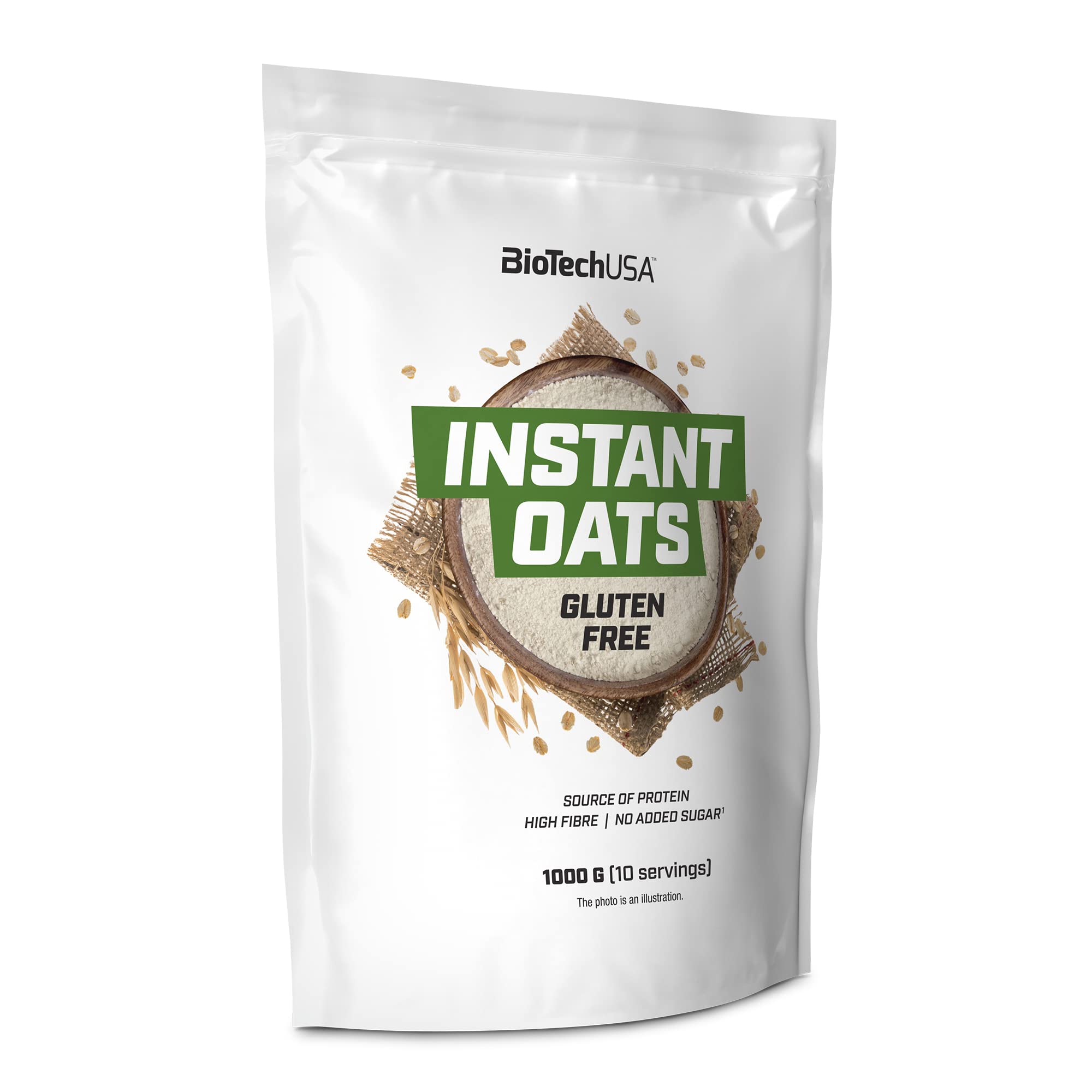 BioTechUSA Instant Oats Gluten Free, Unflavoured 1000g - Quick & Healthy Breakfast Solution for Busy Mornings, Post-Workout Recovery & Weight Management