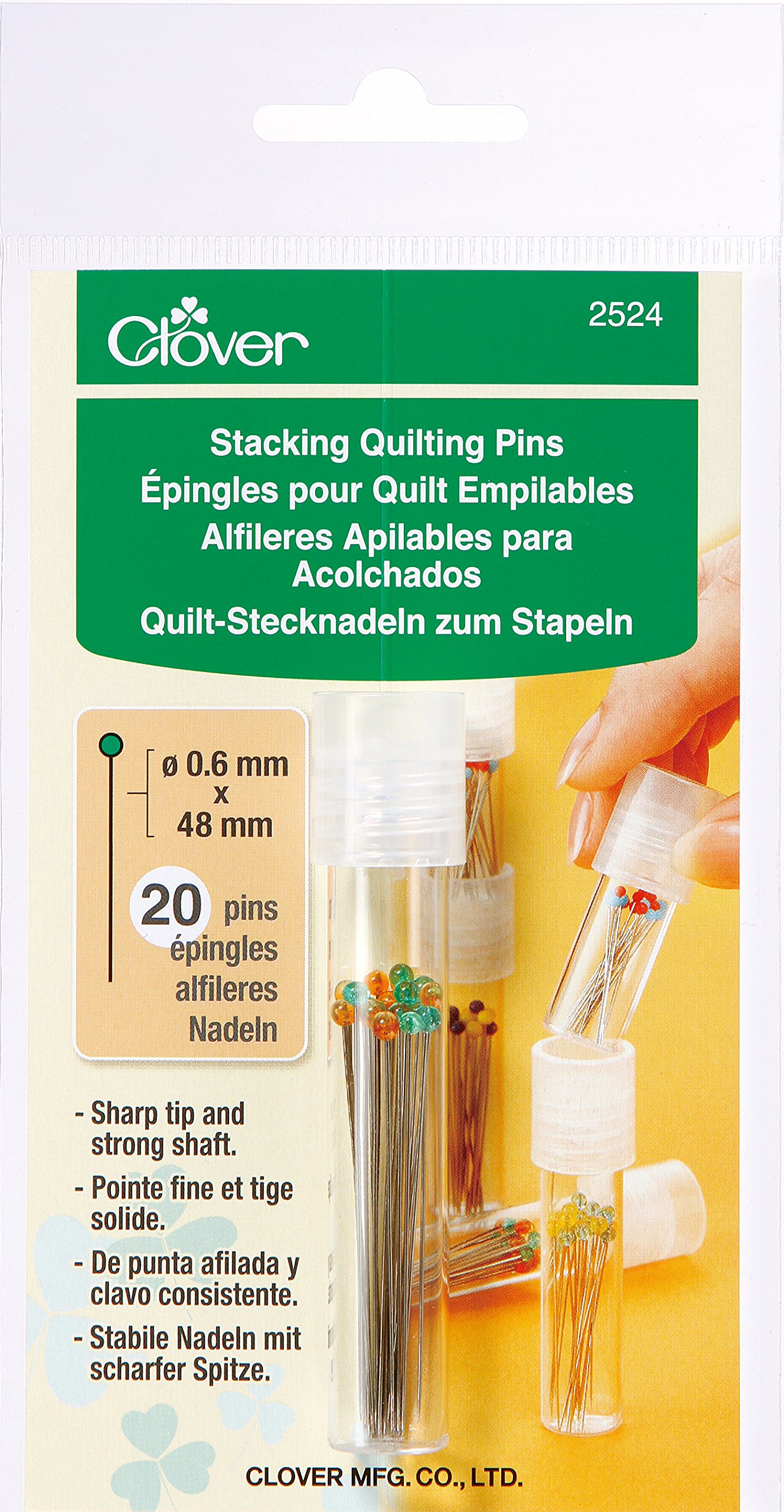 Clover 2524 Quilting Pins - 20 Stacking Pins for Sewing & Patchwork