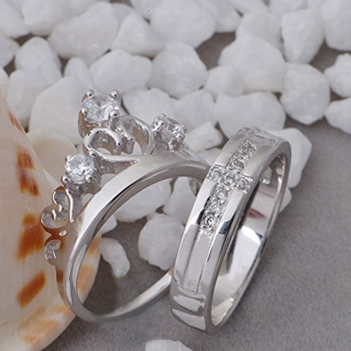 925 Sterling Silver CZ Engagement Ring for Women & Men - Engravable Matching Couple Wedding Bands - Perfect for Anniversaries, Proposals & Romantic Gifts