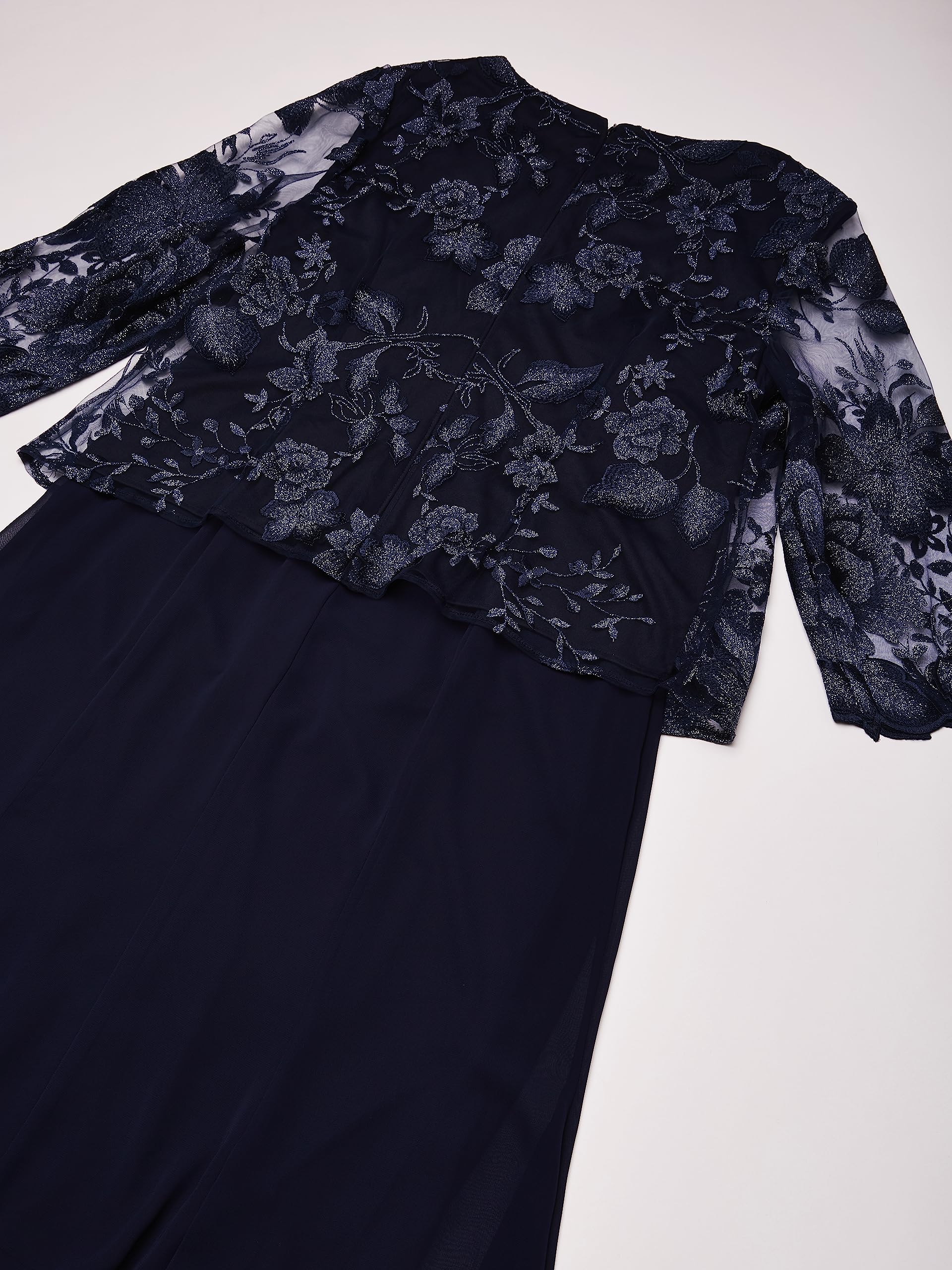 Alex Evenings Women's Navy Lace Tea-Length Mock Jacket Dress with Button Front - Size 10 | Elegant Cocktail Party & Wedding Guest Dress for Special Occasions
