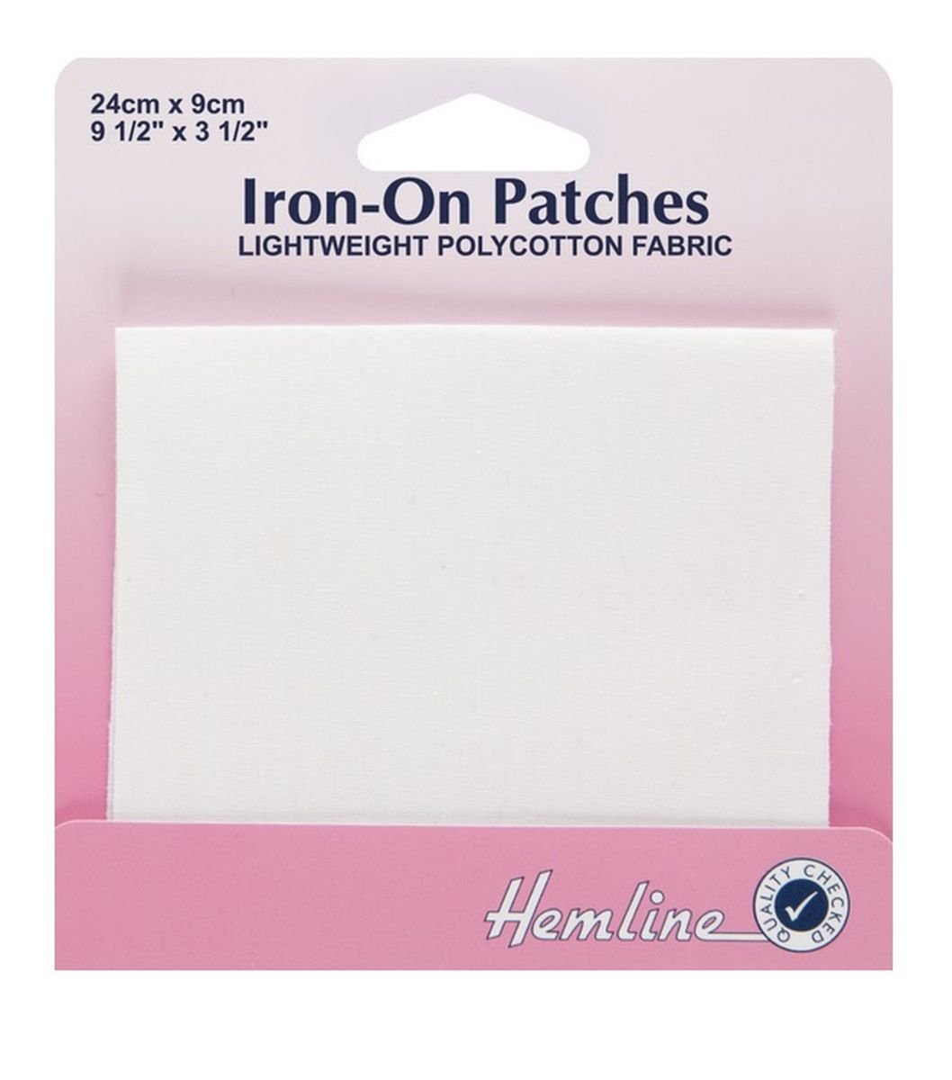 Polycotton Mender Iron On Patch 9x24cm White - Repair Jeans, Jackets & Clothing for Long-Lasting Fabric Fix