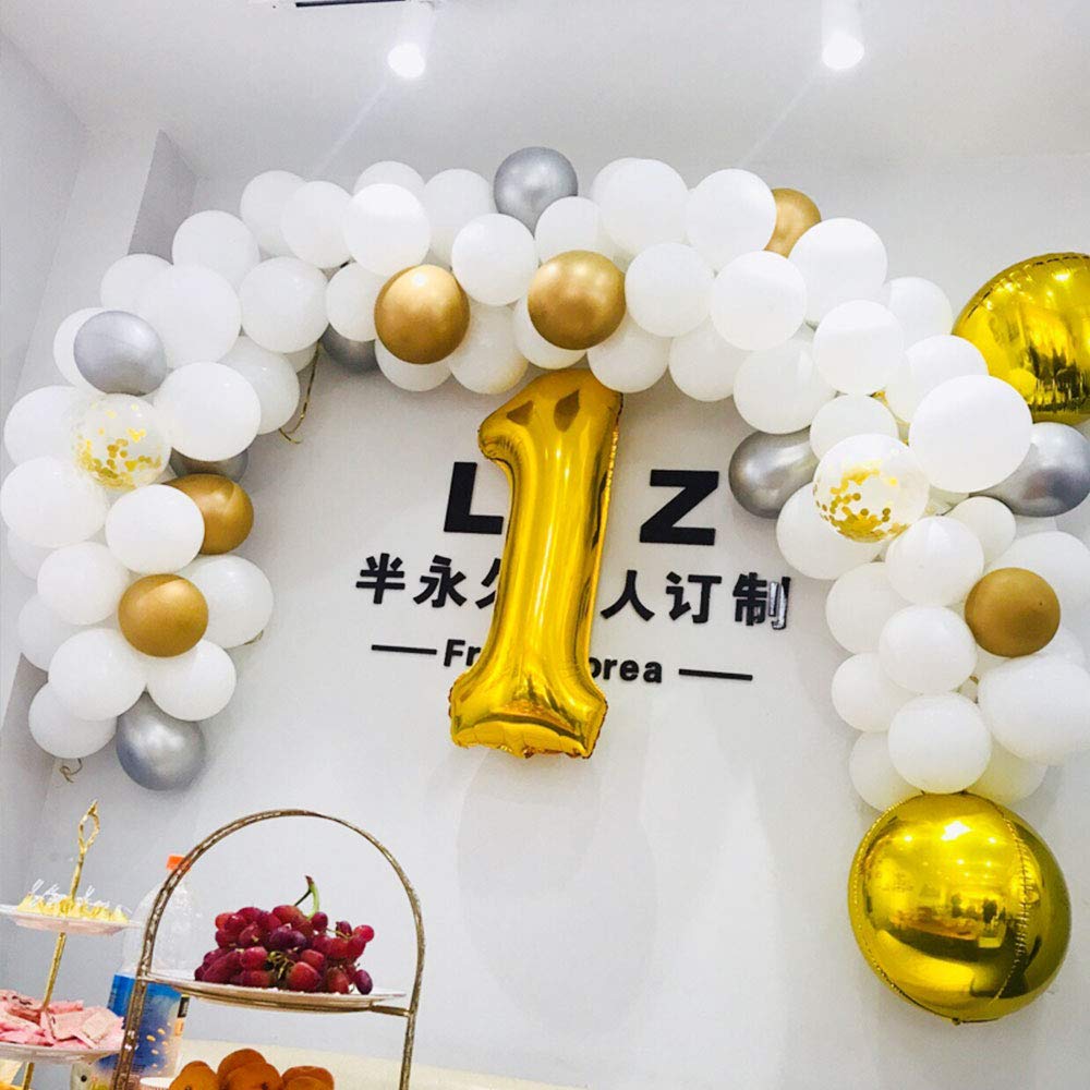 **109pcs White & Gold Balloon Garland Kit - Latex Balloon Arch for Baby Shower, Wedding, Birthday, Engagement & Bachelorette Party Decorations - Perfect Backdrop for Celebrations**