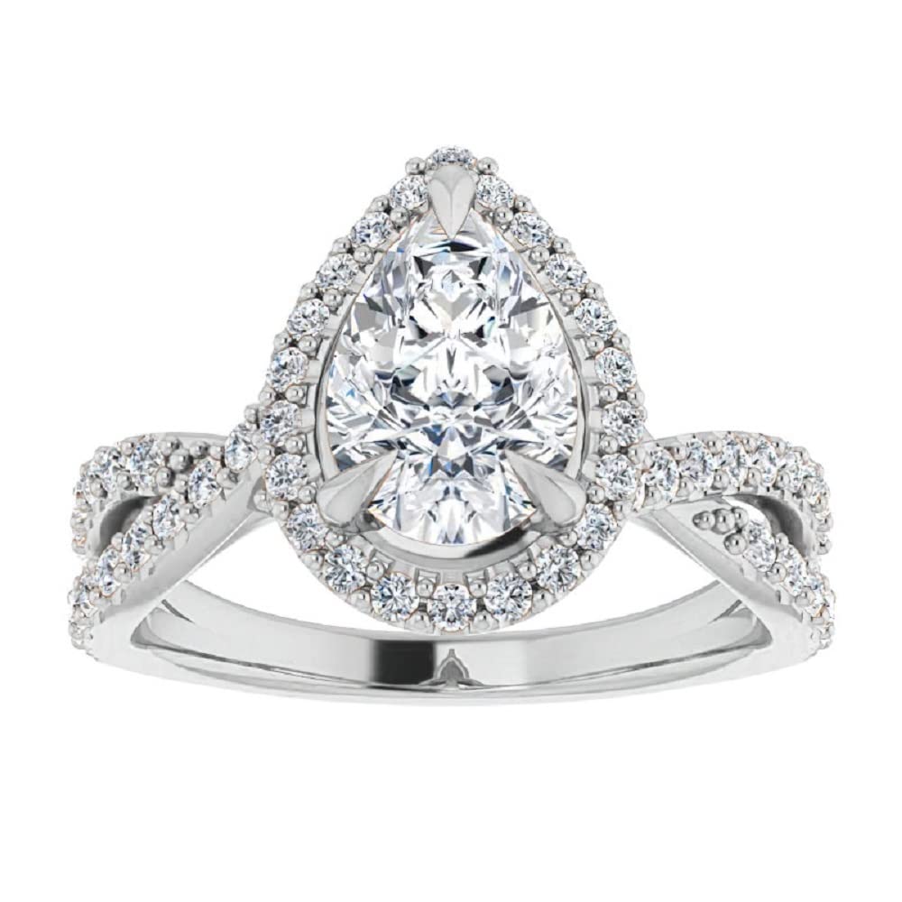 3 CT Pear Moissanite Engagement Ring - Vintage Wedding Eternity Band with 4-Prong Solitaire Setting in Sterling Silver - Perfect Anniversary, Promise Ring & Romantic Gift for Her - Ideal for Proposals, Weddings & Special Occasions