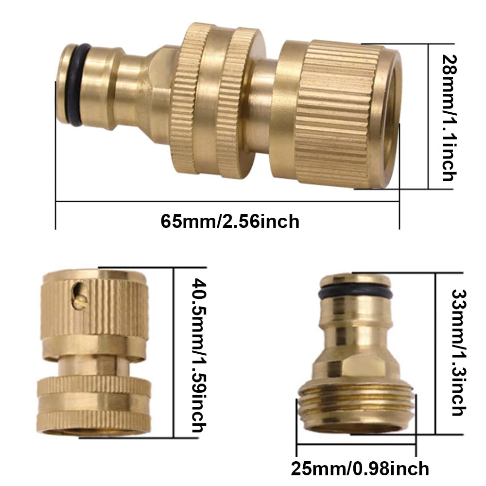 3/4 Inch Brass Quick Connect Hose Fittings - Male & Female Garden Water Pipe Connectors (6-Piece Set) for Irrigation, Sprinkler Systems & Outdoor Watering