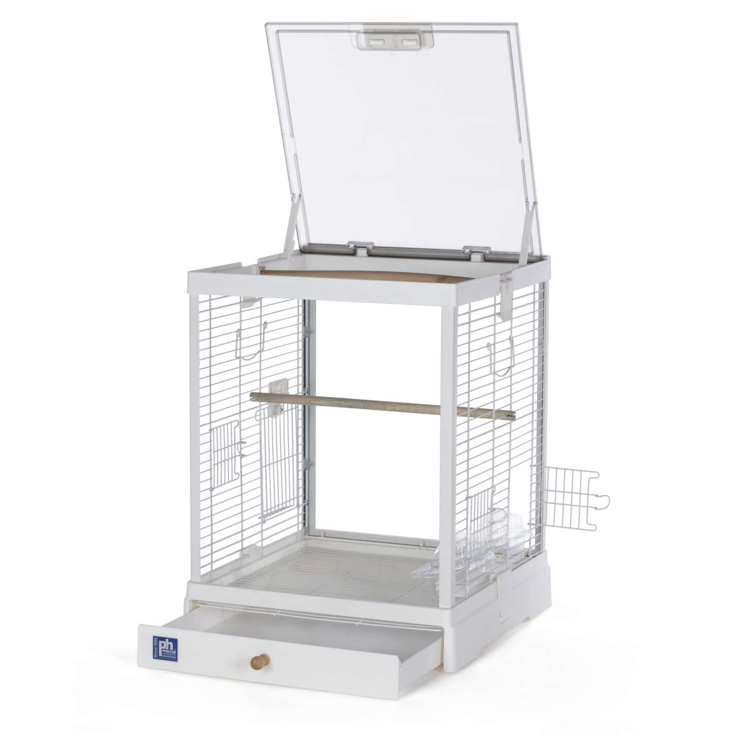 Prevue Pet Products Clear View Glass Bird Cage - Crystal Palace for Small Birds with White Frame | Perfect for Parakeets, Finches & Canaries at Home or Office