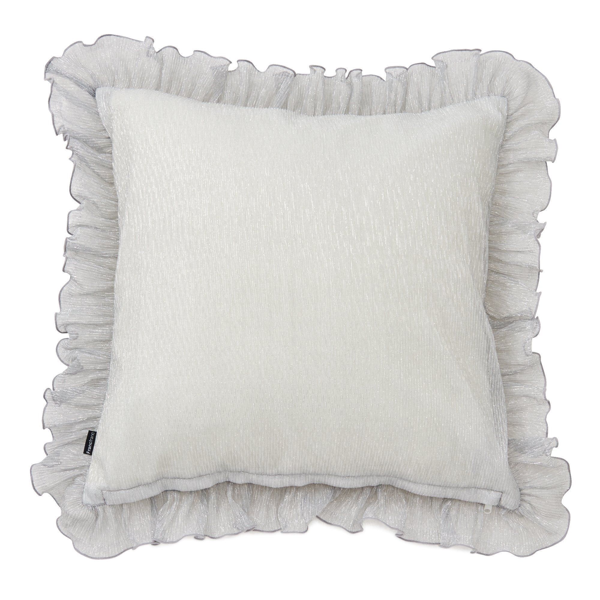 Elegant Silver Frill Cushion Cover - Soft Decorative Pillow Case for Sofa, Bed, Living Room & Home Decor