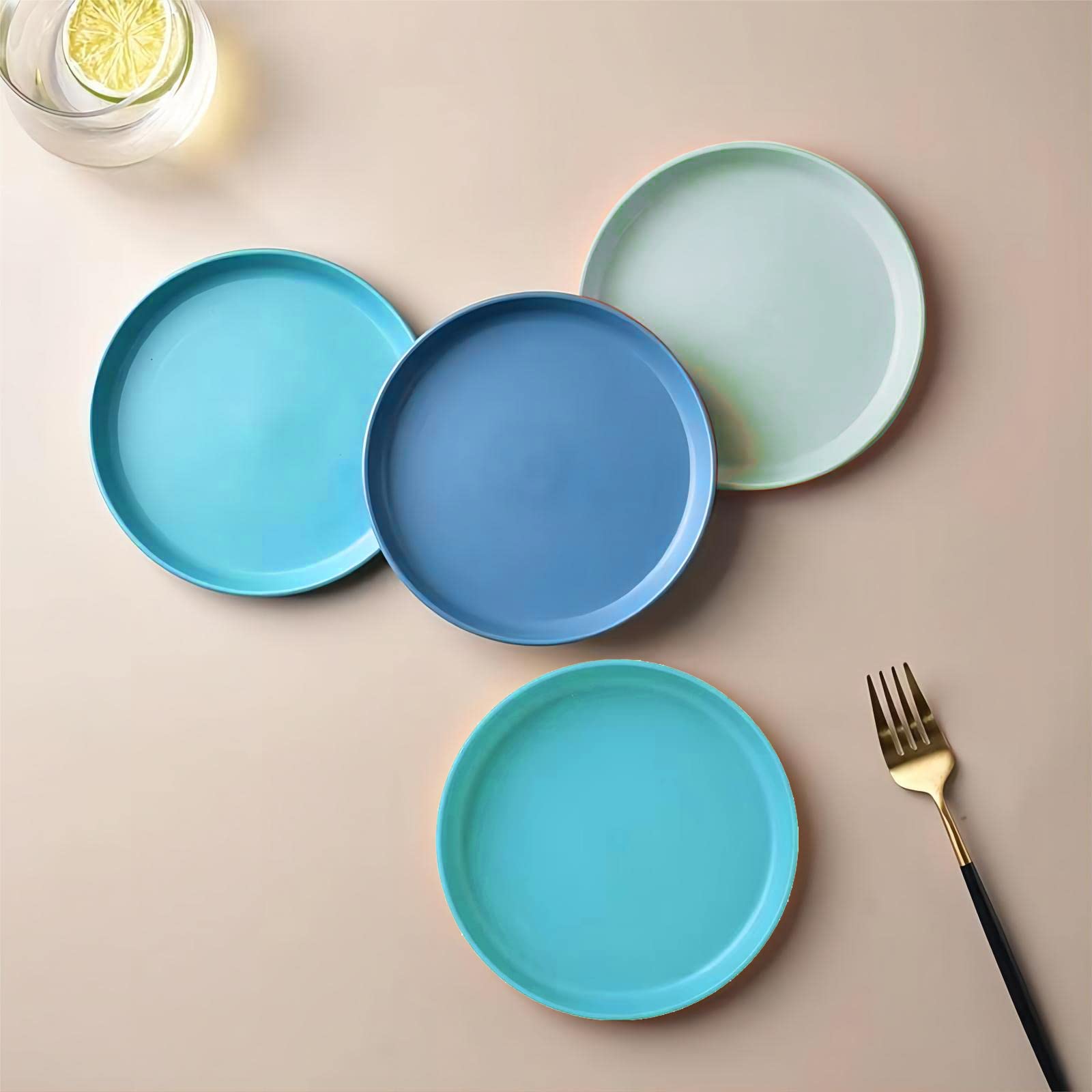 Eco-Friendly Wheat Straw Fiber Dinner Plates Set of 8 - Unbreakable, Microwave & Dishwasher Safe Plates for Salad, Pasta, Meals - Perfect for Home, Restaurant, Camping & Outdoor Use