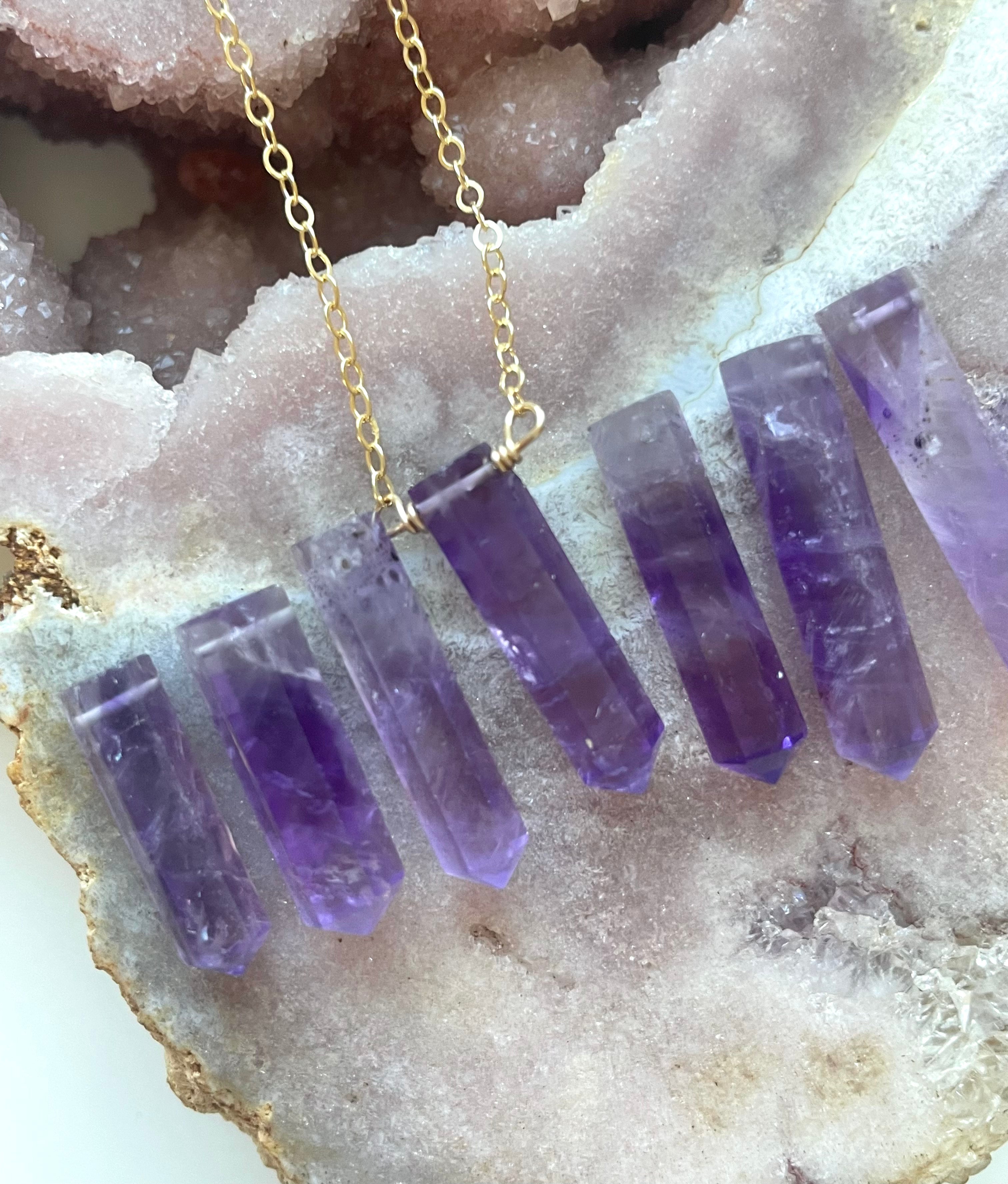 Elegant Amethyst Point Necklace - February Birthstone Crystal Pendant for Women | Perfect for Valentine's Day Gifts, Birthday Presents & Spiritual Healing Jewelry