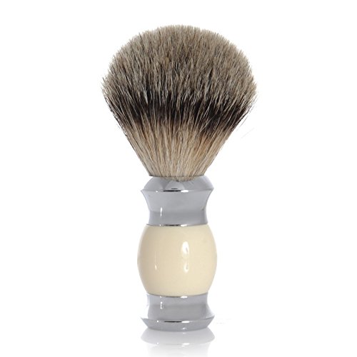 Premium GOLDDACHS Shaving Set with Safety Razor & Finest Badger Hair Brush - White/Silver - Luxury Wet Shaving Kit for Men - Perfect Gift for Father's Day, Birthday & Grooming Enthusiasts