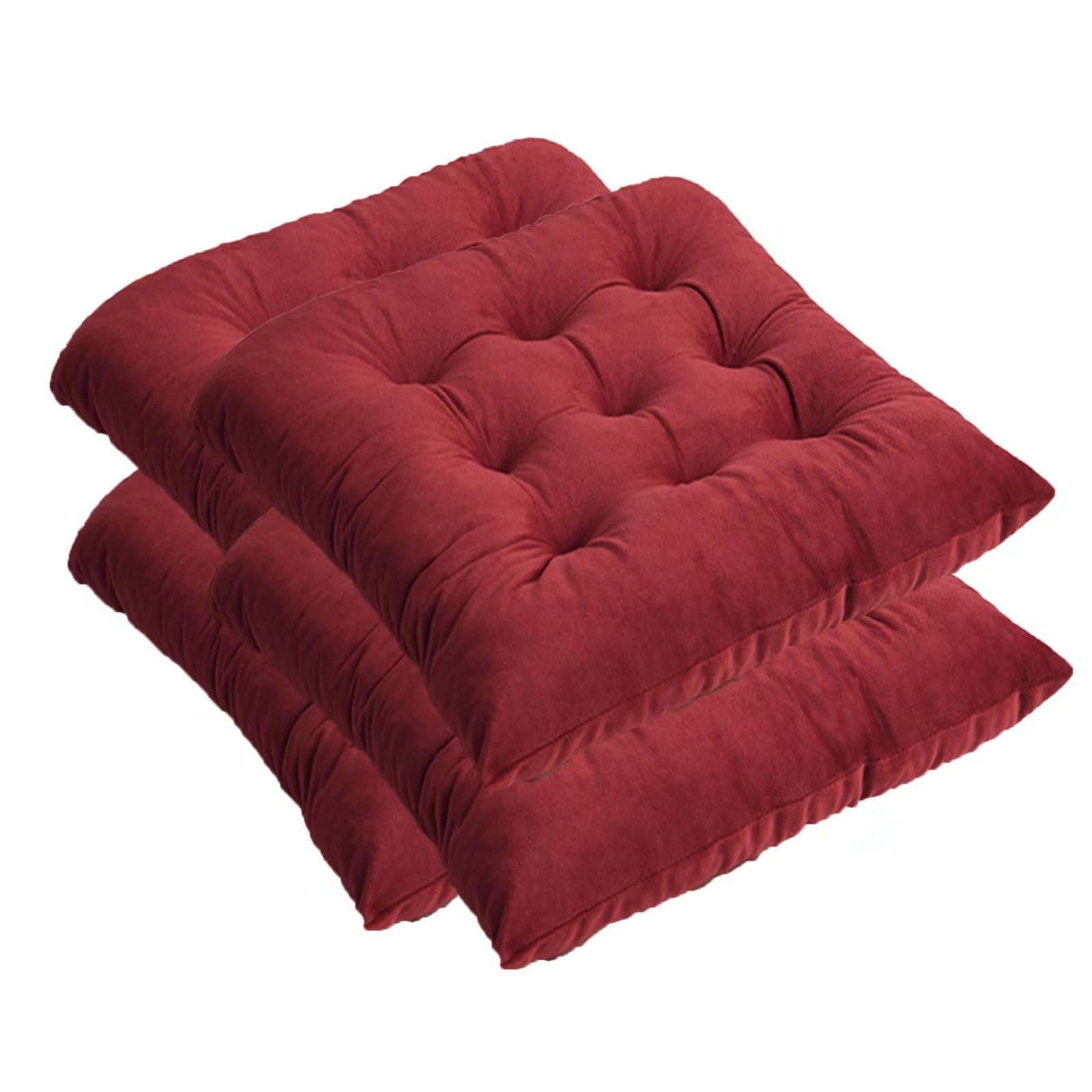 Premium Non-Slip Memory Foam Dining Chair Cushions Set of 4 with Ties - Double-Sided Comfort for Kitchen & Patio Chairs - Indoor/Outdoor Use in Vibrant Red (Perfect for Family Dinners, BBQs & Outdoor Entertaining)
