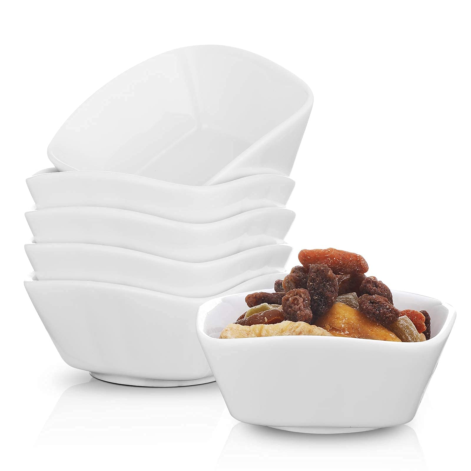 Zoneyila 6 oz Ramekin Bowls Set - White Ceramic Dipping Dishes for Sauces, Condiments, BBQ & Party Snacks - Perfect for Tomato, Soy, Guacamole & More - Set of 6 (6oz) - Ideal for Dinner Parties, Appetizers & Entertaining