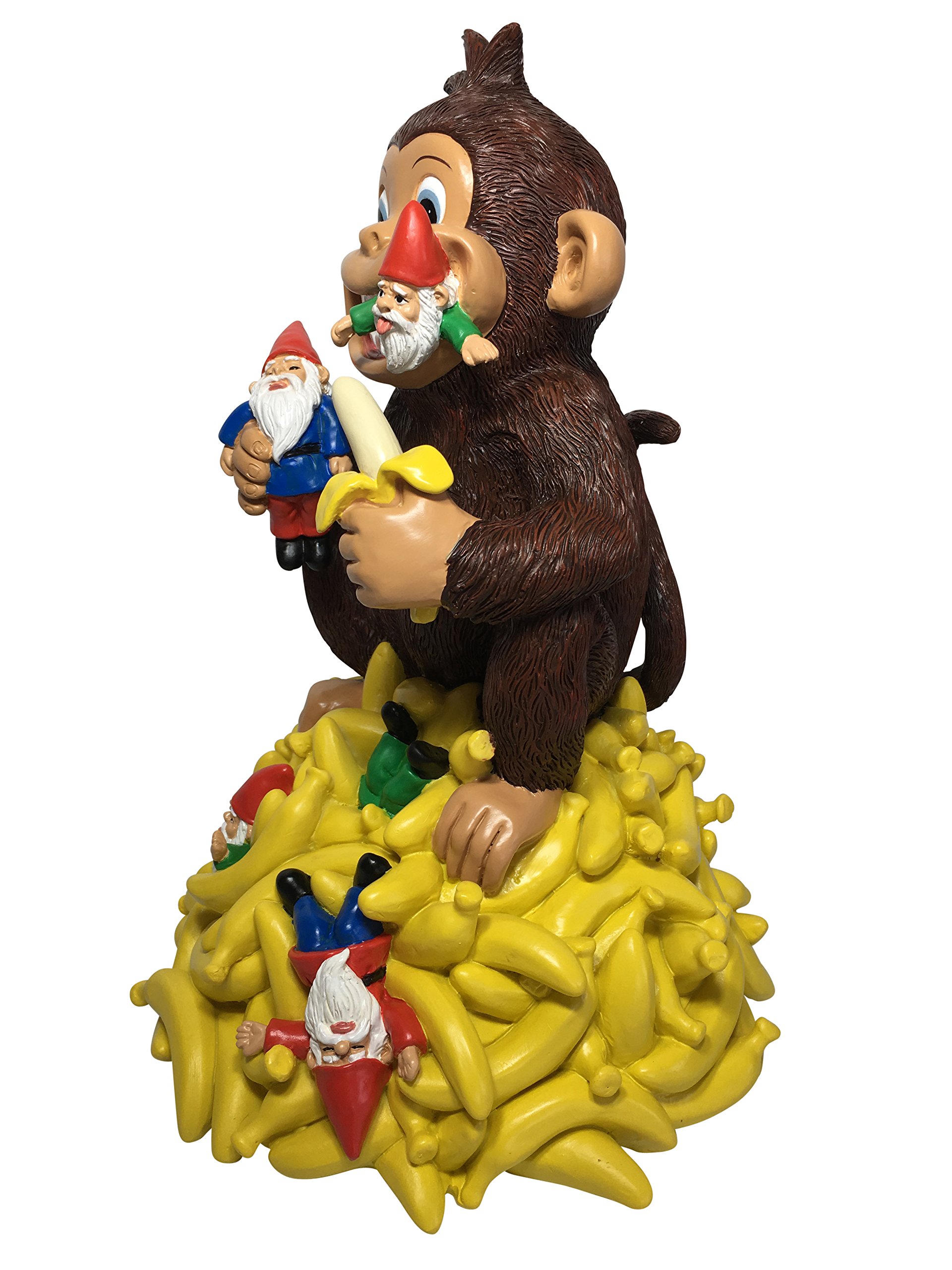 GlitZGlam Miniature Monkey with Bananas & Garden Gnomes - 11 Inch Tall Decorative Figurine for Fairy Gardens, Miniature Landscapes & Outdoor Decor