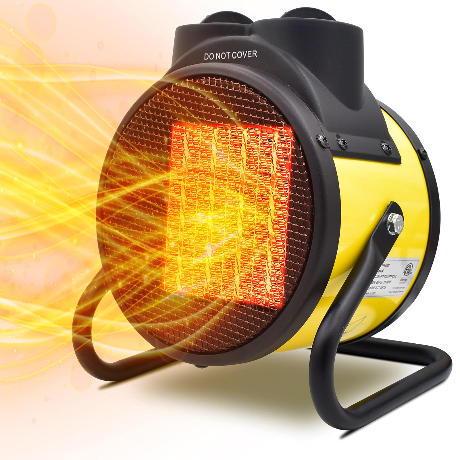 Buyplus Portable Electric Patio Heater - 1500W Fast Heating Outdoor Space Heater with Thermostat, 3 Heat Modes & Super Long Cord - Perfect for Patio, Garage, Tent, Workshop & Indoor Use