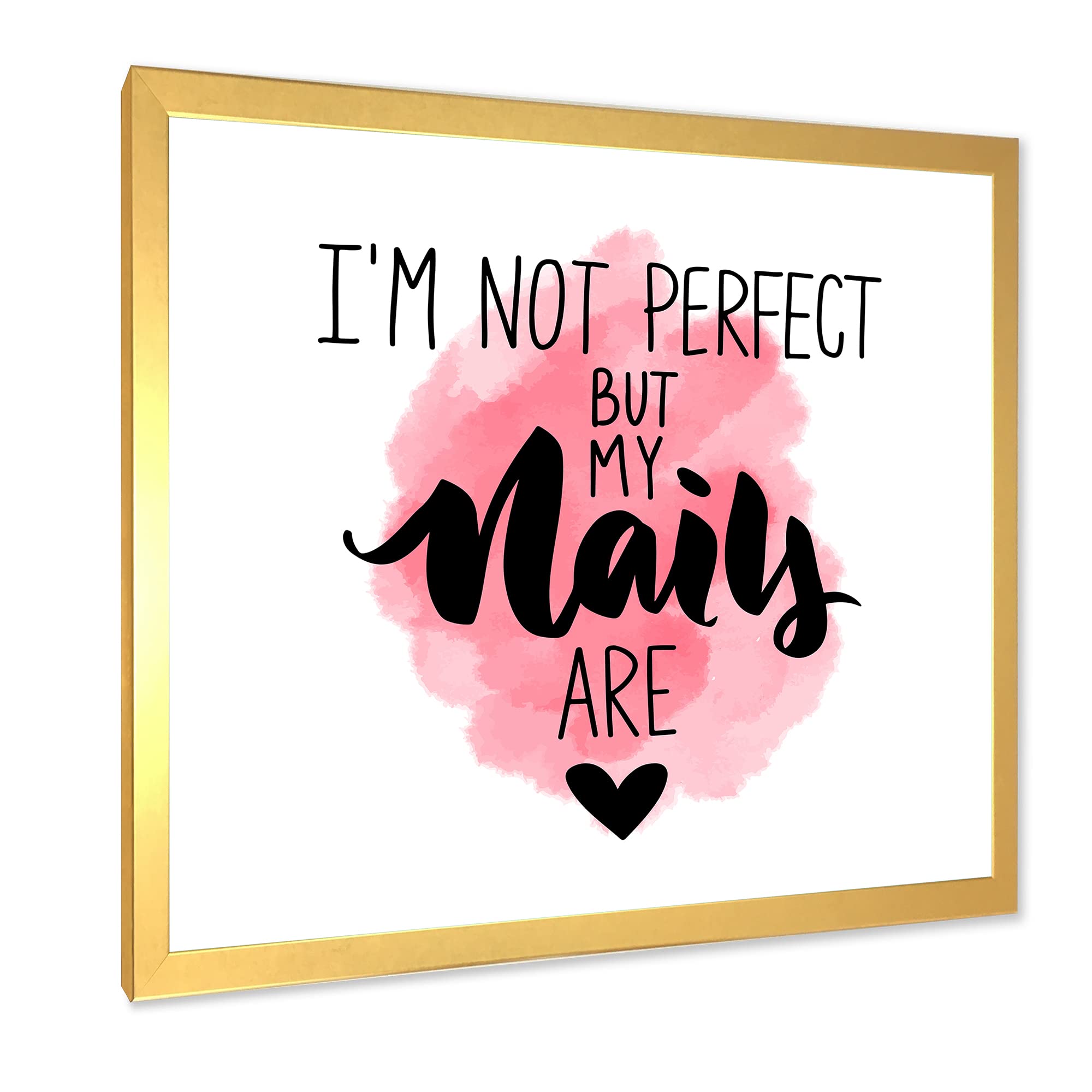 DesignQ 'I Am Not Perfect But My Nails Are' Modern Framed Wall Art - Chic Home Decor for Living Room, Bedroom & Office