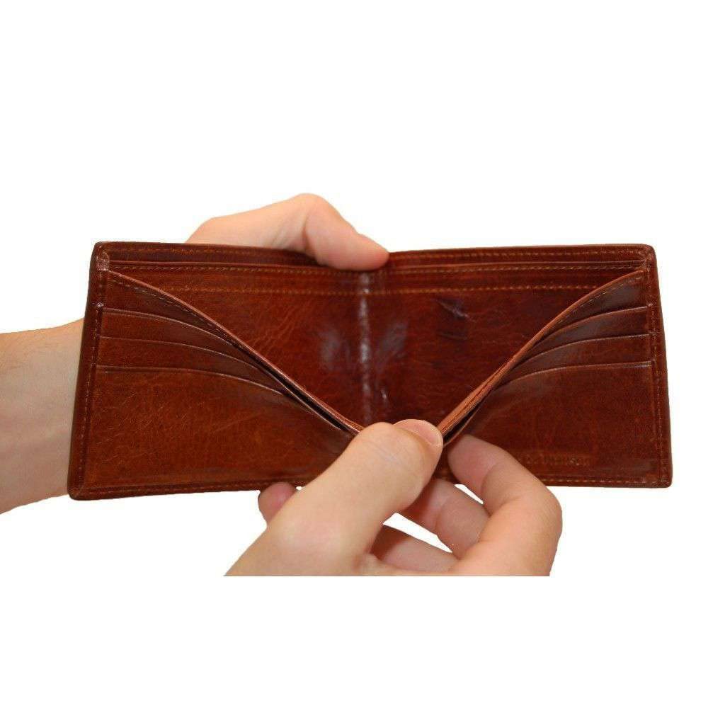 Smathers & Branson Antique Blue American Flag Needlepoint Wallet - Premium Leather Bifold for Men, Patriotic Gift for Dad, Perfect for Everyday Carry & Special Occasions