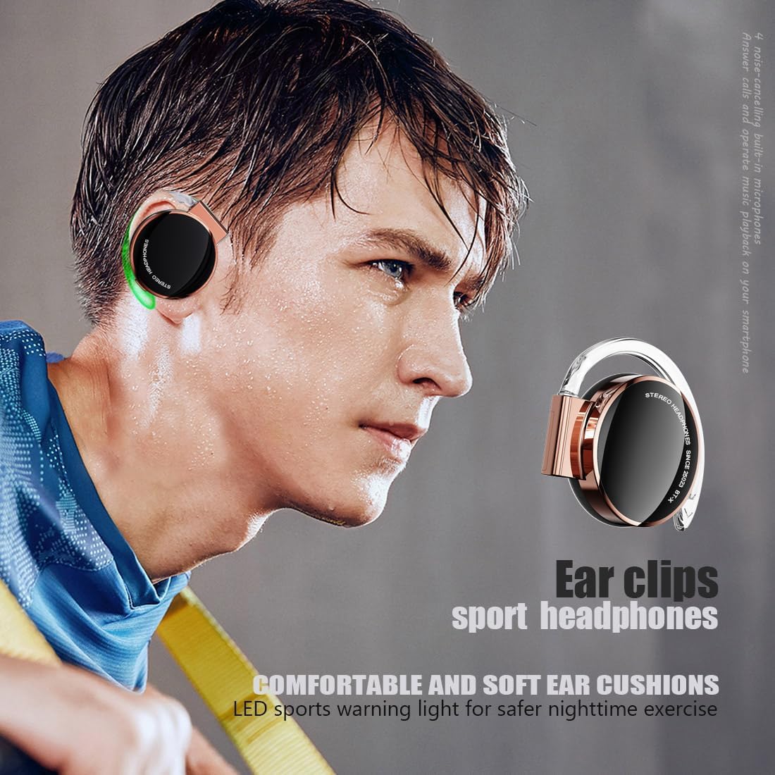 Open-Ear Bluetooth 5.3 Wireless Headphones with Earhooks - Sports Headset with 4 Mics, Noise Cancelling & Long Battery Life - Perfect for Running, Gym & Outdoor Activities