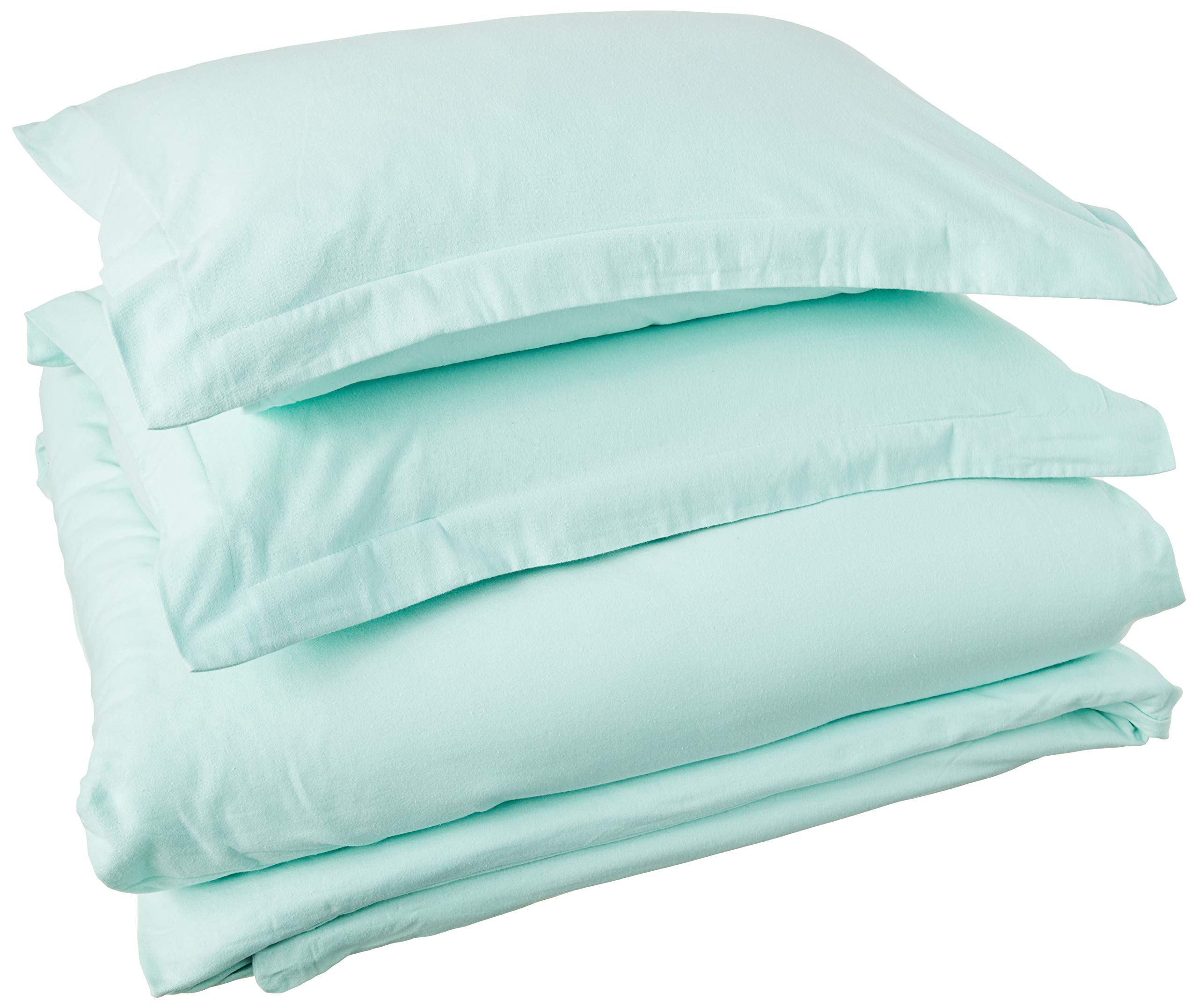 Pointehaven Flannel Oversized Duvet Cover Set - Full/Queen Size Soft Cozy Aqua Blue Bedding - Perfect for Winter Warmth & Cozy Bedroom Decor
