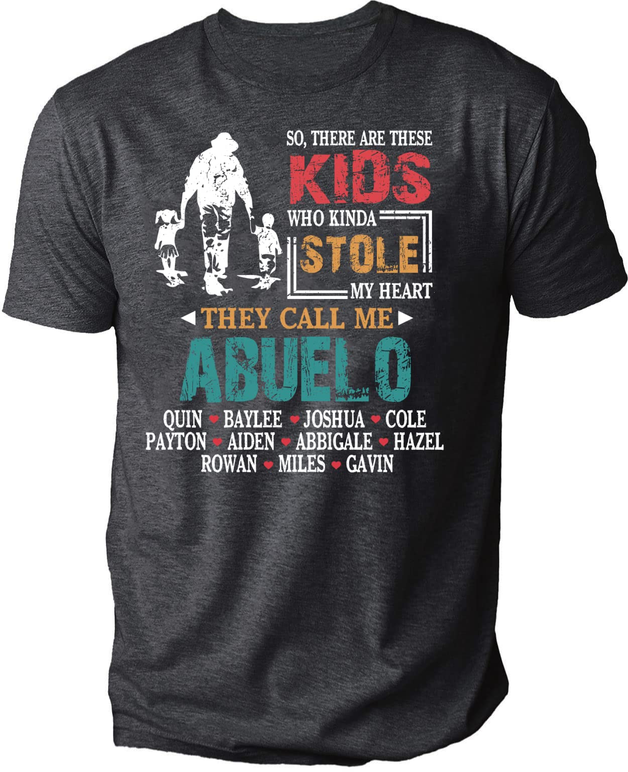 NAZENTI Personalized Grandpa Shirt for Men - Custom Engraved Father's Day Gift - Funny Papa T-Shirt for Grandparents Day & Family Reunions