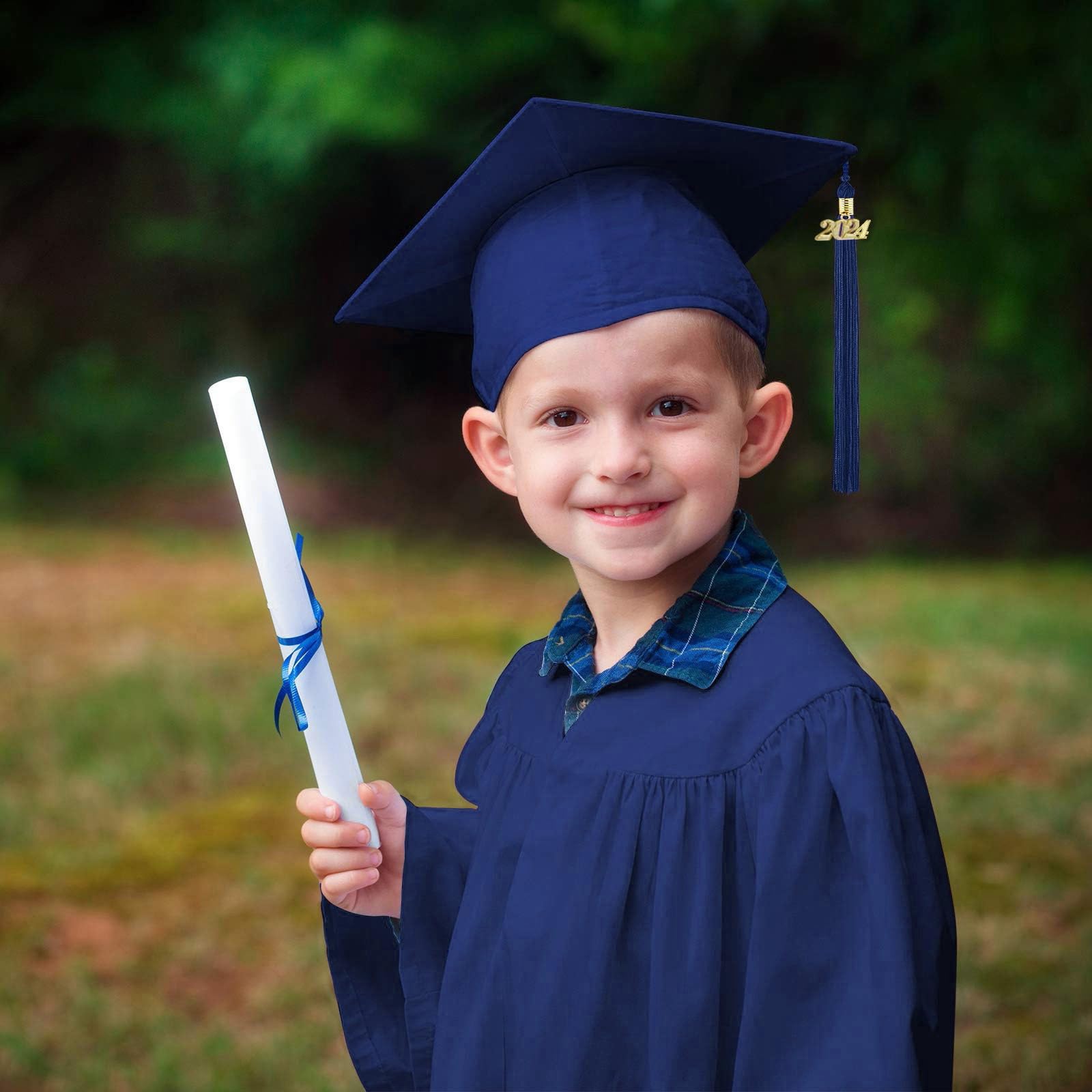 2024 Kids Graduation Gown & Cap Set with Tassel - Kindergarten & Preschool Graduation Dress Outfit for Boys & Girls - Perfect for Ceremonies, Photos & School Events