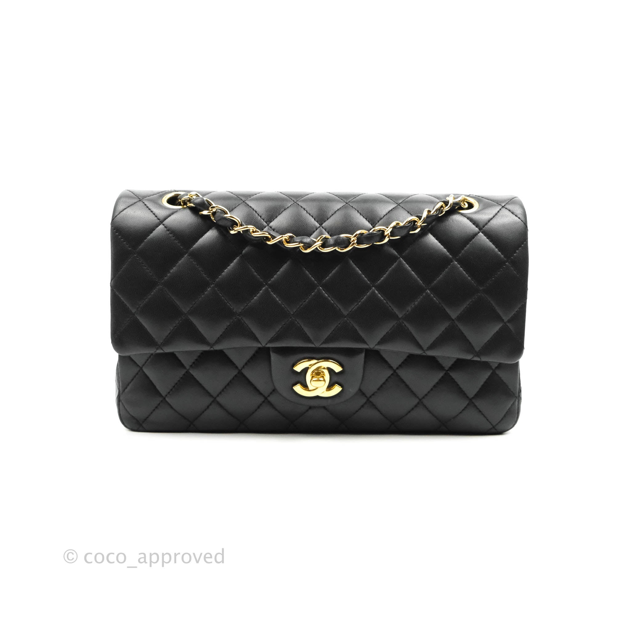 Chanel Classic M/L Medium Double Flap Bag - Black Lambskin Leather with Gold Hardware | Luxury Designer Handbag for Women, Perfect for Work, Evening Events & Special Occasions