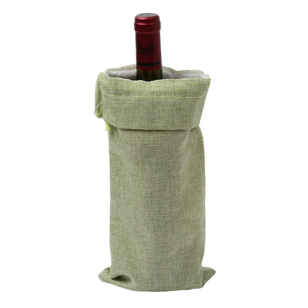 10Pcs Eco-Friendly Burlap Wine Gift Bags with Drawstrings - Natural Jute Bottle Covers for Champagne, Wedding Favors, Christmas Gifts, Birthday Parties & Wine Tastings - Perfect for Home Storage & Party Decor (Light Green)