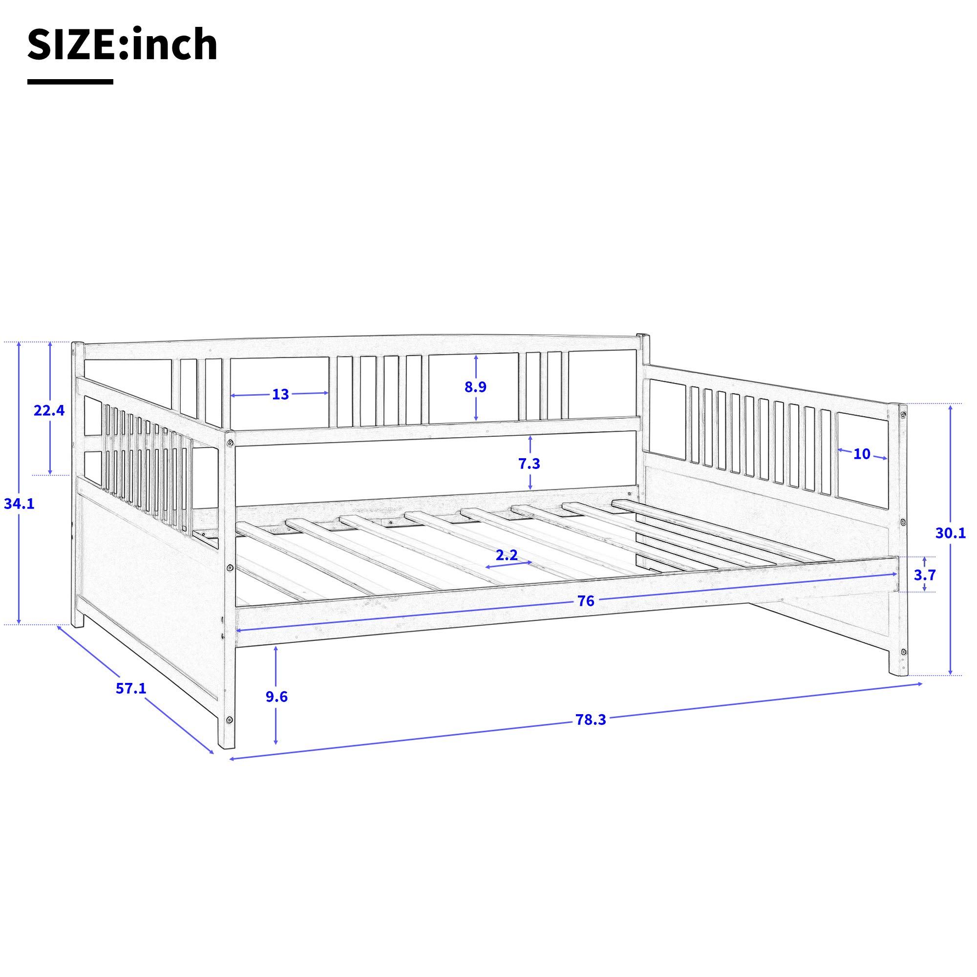Full Size Wooden Daybed with 10 Wooden Slats - Solid Wood Multi-Functional Daybed in Espresso Finish | Perfect for Guest Rooms, Dormitories, and Cozy Living Spaces