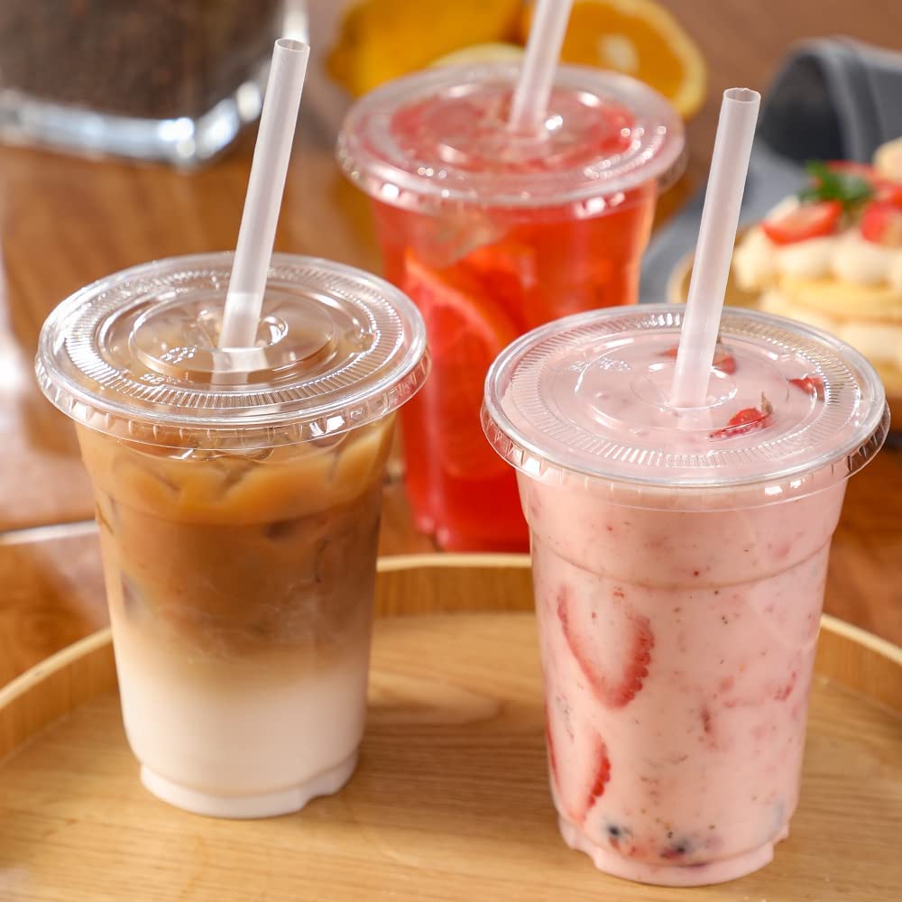 VITEVER 100-Pack 12oz Clear Plastic Cups with Lids and Straws - Disposable Drinkware for Iced Coffee, Smoothies, Milkshakes & Cold Beverages - Perfect for Parties, Picnics, BBQs & Takeout Drinks