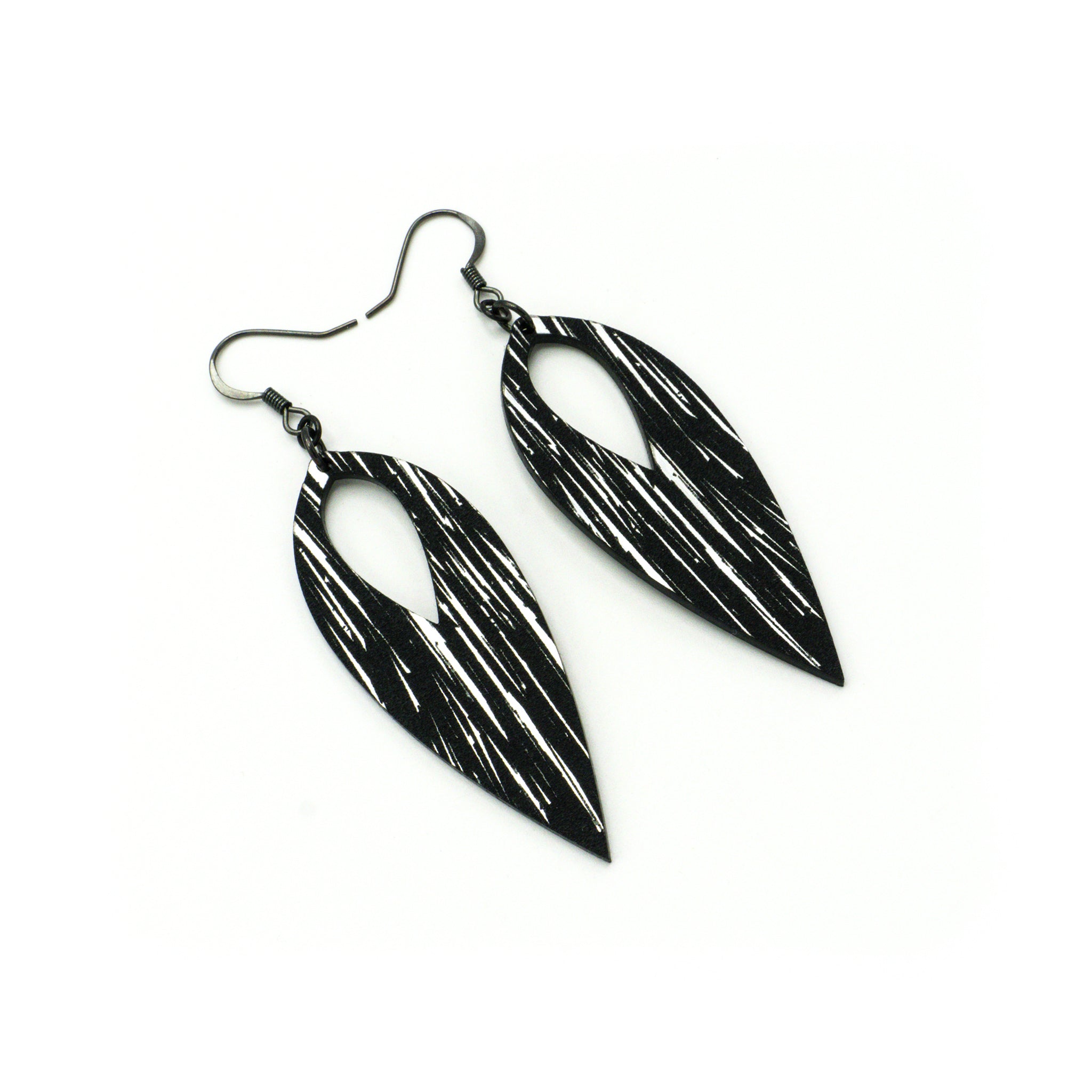 Nativas 23R Acrylic Earrings - Brushed Silver & Black Dangle Earrings for Women | Stylish Fashion Accessories for Parties, Work & Everyday Wear