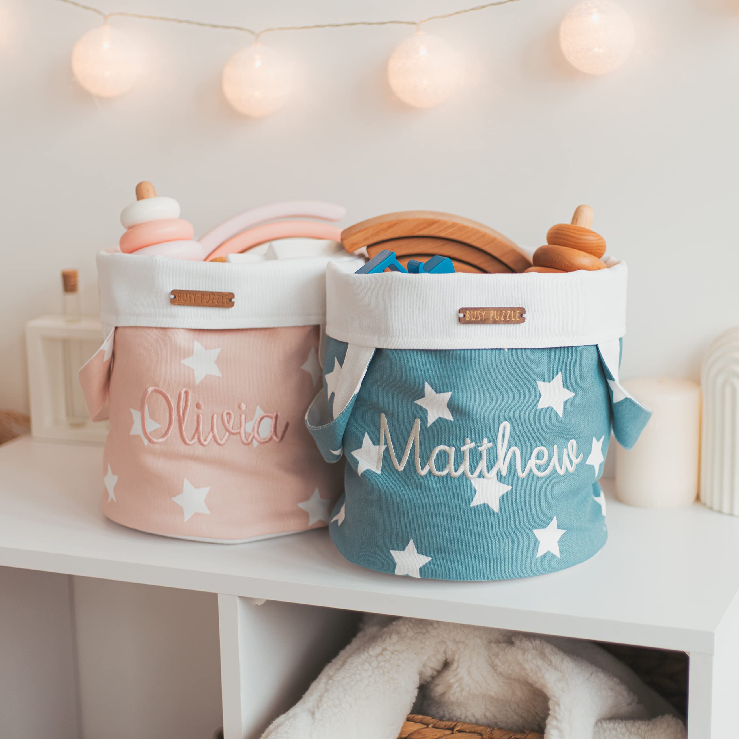 Personalized Kids Organizer Basket with Name Embroidery - Storage for Boys & Girls Toys, Nursery Decor - Perfect for Bedroom Organization and Playroom Storage