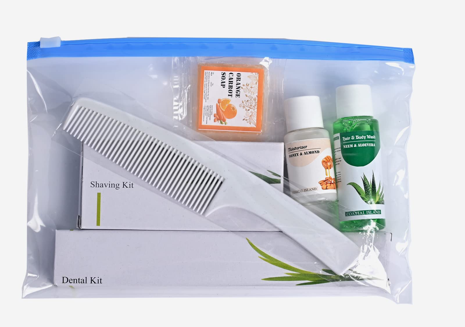 50 Sets Premium Hotel Toiletries Kit - Travel Size Guest Amenities with Zipper Pouch (9x6 Inch) for Hotels, Weddings, Hospitals & Airbnb