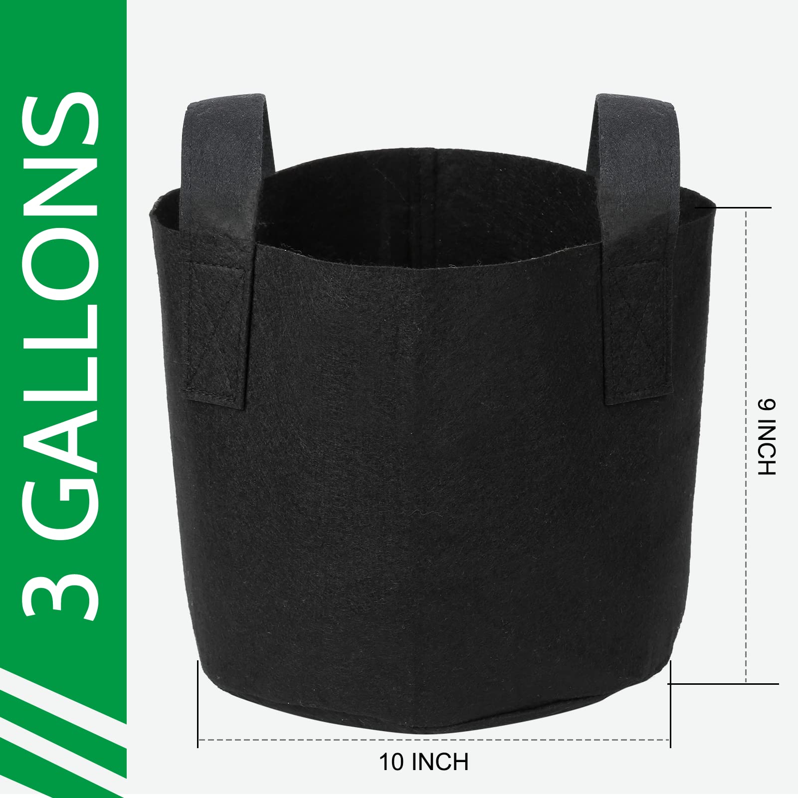 JERIA 24-Pack 3 Gallon Nonwoven Grow Bags - Heavy Duty Aeration Fabric Pots with Durable Handles for Plants, Vegetables & Herbs - Includes 24 Plant Labels - Ideal for Indoor/Outdoor Gardening, Greenhouses & Urban Farming