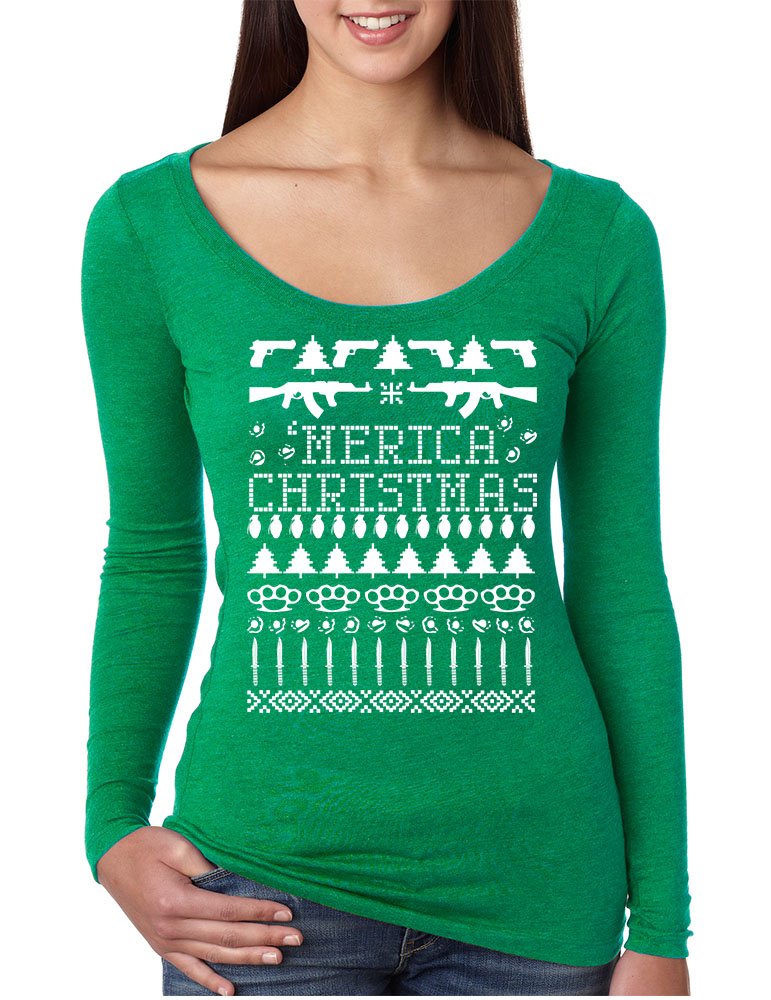 ALLNTRENDS Women's Patriotic Ugly Christmas Sweater - Funny 'Merica Love America Top for Holiday Parties & Festive Gatherings