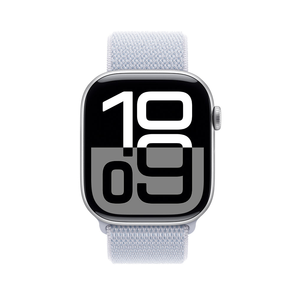 Apple Watch Series 10 GPS 46mm Silver Aluminum Case with Cloud Blue Sport Band - Perfect for Fitness Tracking, Running & Everyday Smartwatch Use