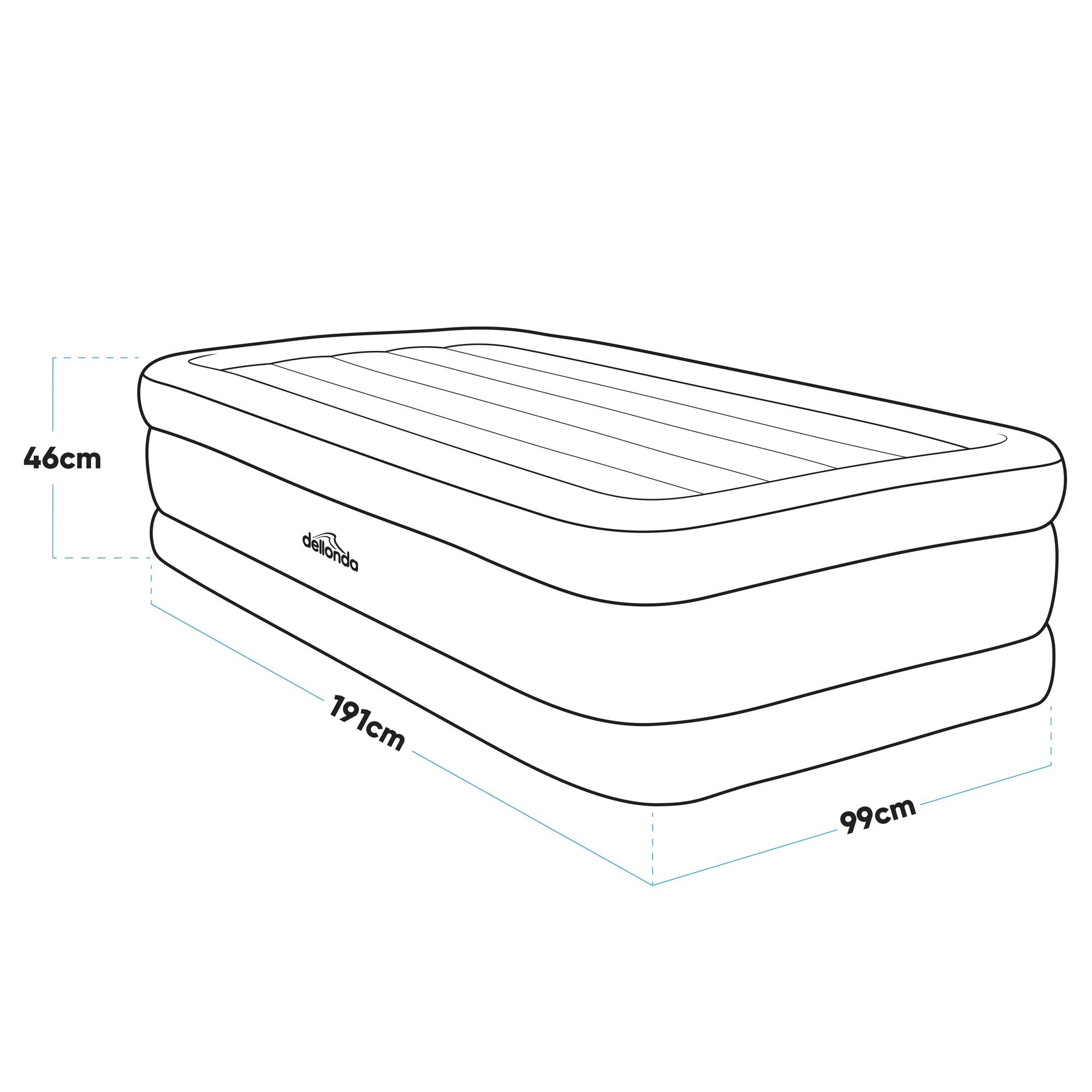 Inflatable Single High Raised Air Mattress with Built-In Electric Pump & Carry Bag - Portable Guest Bed for Camping, Travel & Home Use - DL146