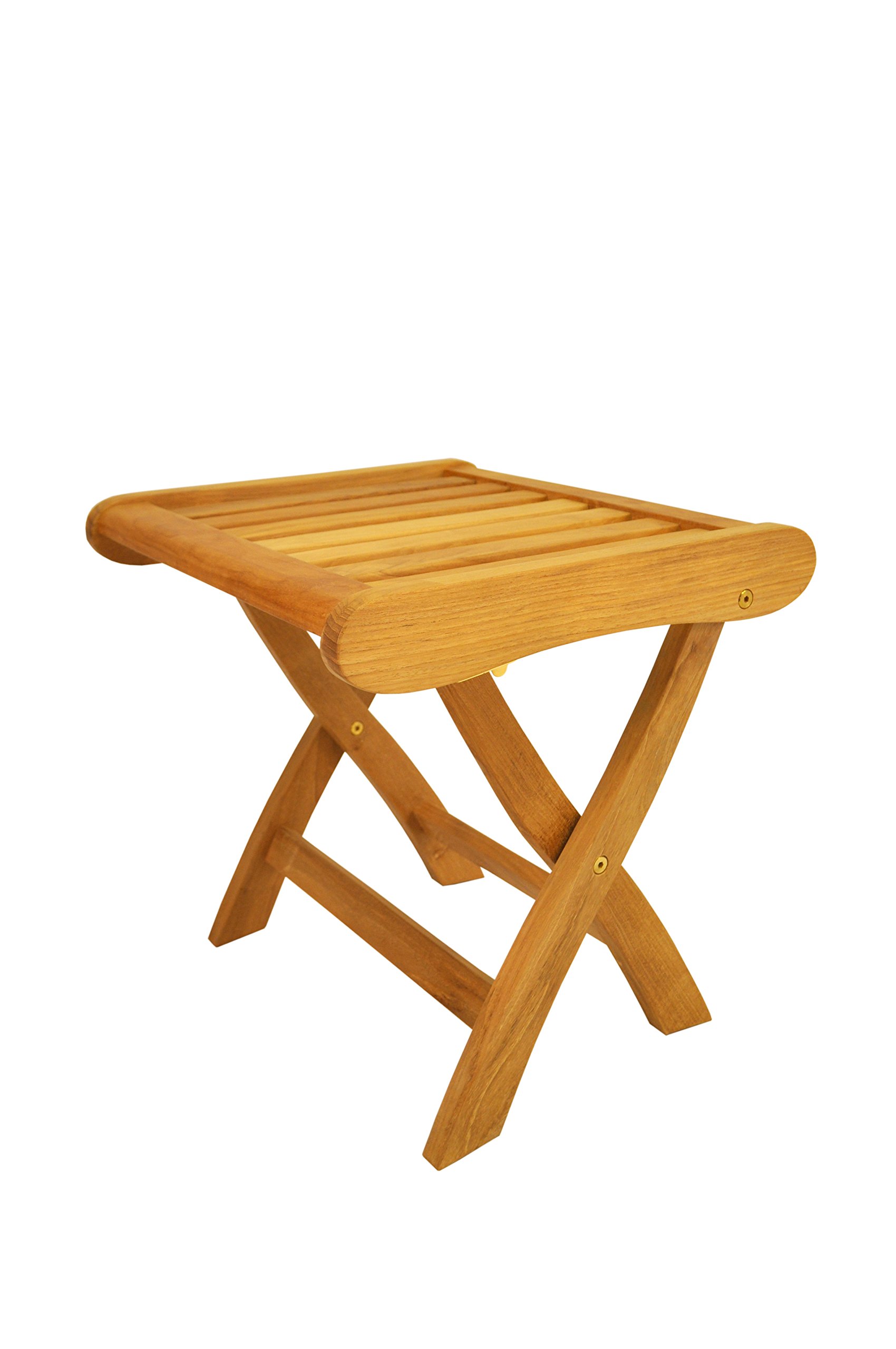 Anderson Teak Katana Foot Stool - Solid Teak Wood Ottoman Without Cushion - Perfect for Living Room, Bedroom, or Outdoor Patio Relaxation
