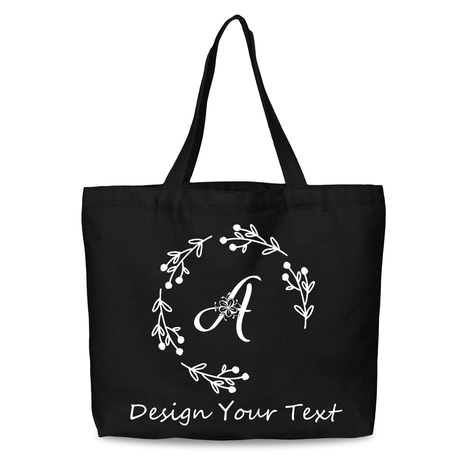 Personalized Initial Canvas Tote Bag for Wedding - Custom Name Floral Bridal Gift Pails - Perfect for Bridal Showers, Bachelorette Parties & Guest Favors