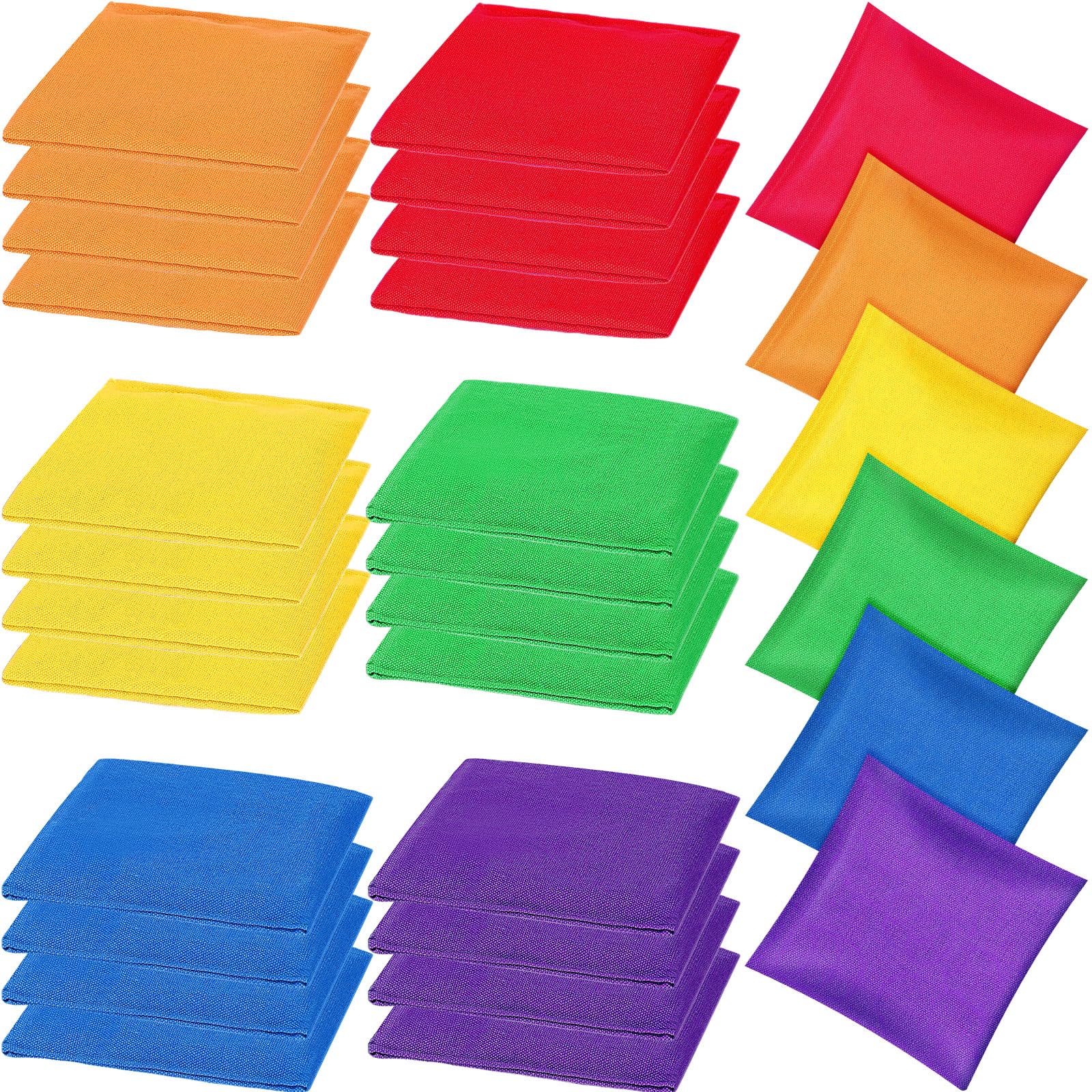 Shappy 24-Piece 6x6 Inch Cornhole Bean Bags Set - Bright Color Tossing Game for Outdoor Parties, Backyard BBQ, Tailgating & Family Fun