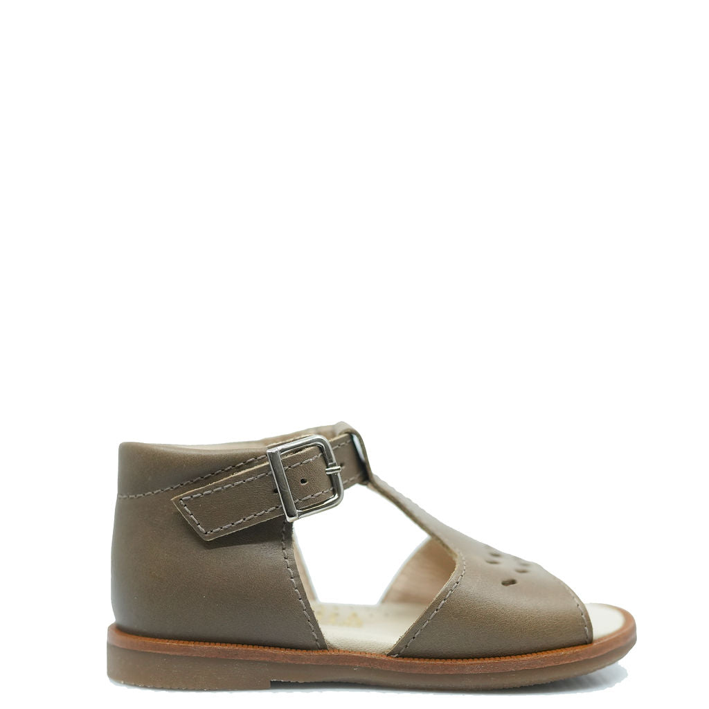 Beberlis Taupe Perforated Baby Sandals for Girls & Boys - Breathable Soft Sole First Walkers - Perfect for Summer, Beach & Outdoor Play