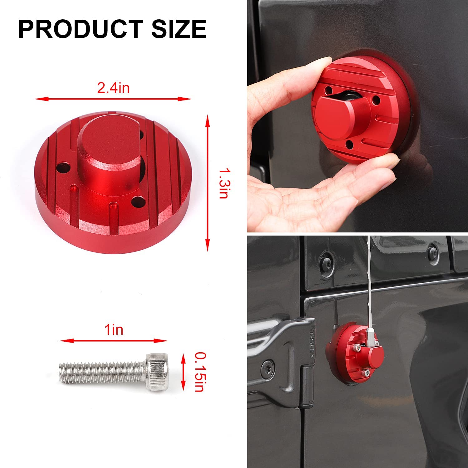 CheroCar Aluminum AM/FM Antenna Base Replacement for 2007-2021 Jeep Wrangler JL JLU JK JKU & Gladiator JT - Durable Red Upgrade (Off-Road, Daily Driving, Car Shows)