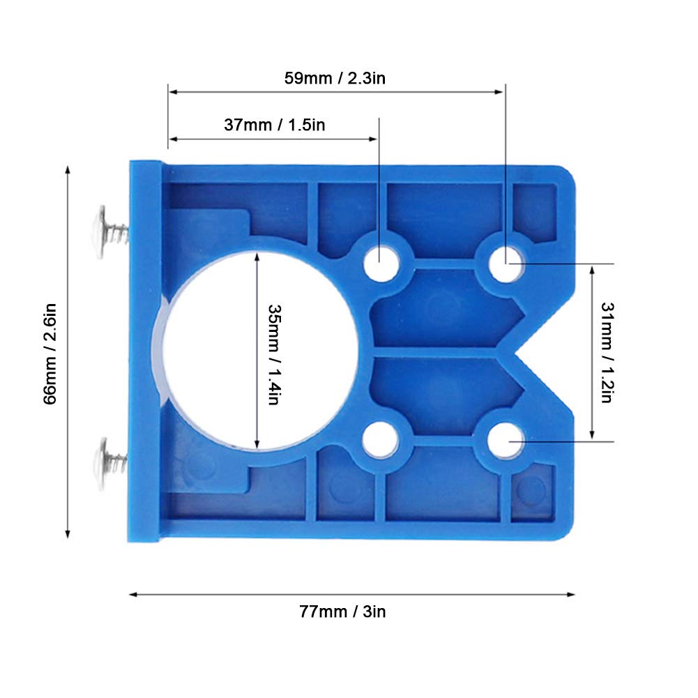 Oumefar 35mm Portable Hole Drill Kit - ABS Plastic Hinge Jig Kit for Cabinet Hinges - Blue Hinge Hole Opener - Perfect for DIY Cabinet Installation & Woodworking Projects