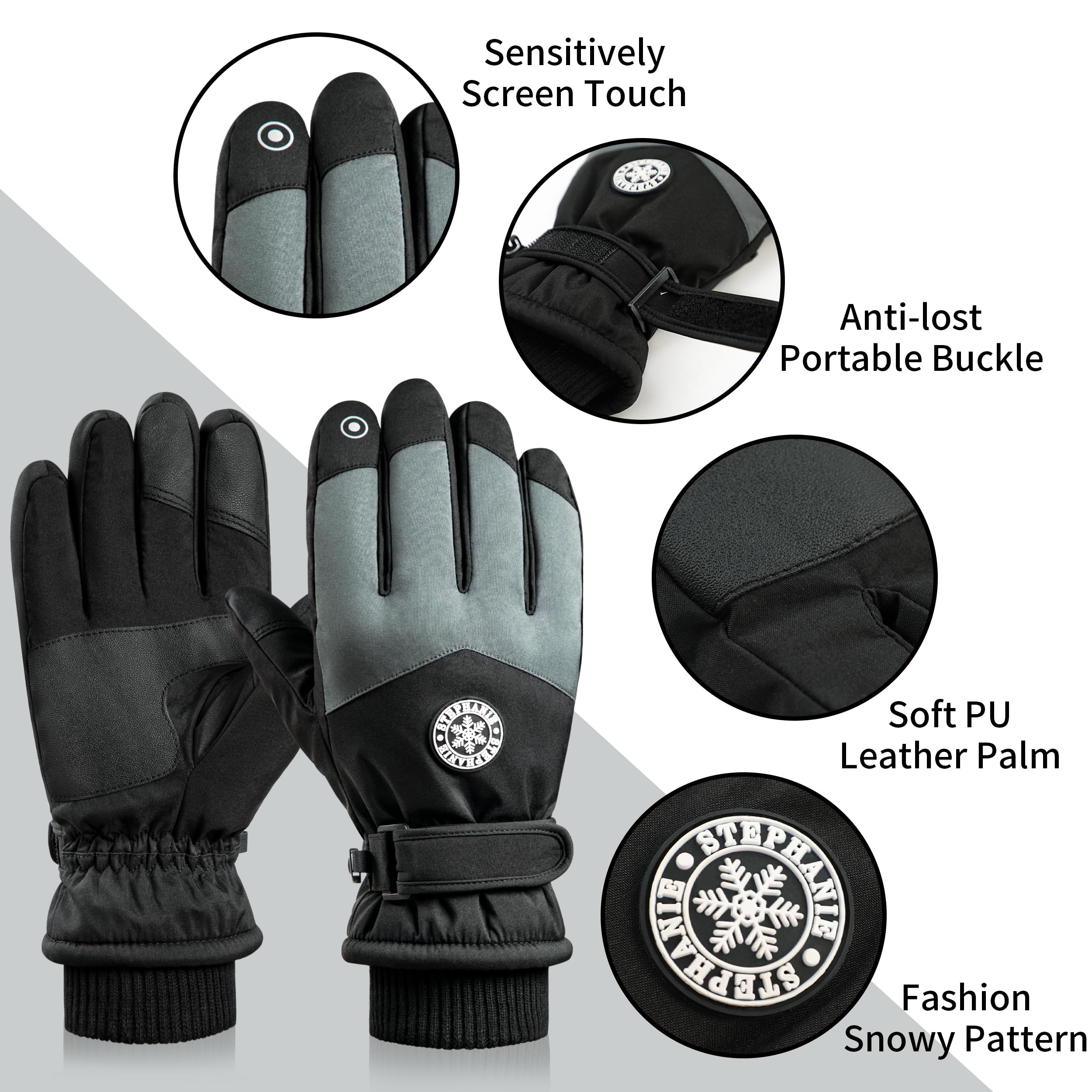 DOFOWORK Waterproof Ski Gloves for Men & Women - Thermal Winter Snowboard Gloves with Breathable Technology for Extreme Cold Weather - Perfect for Skiing, Snowboarding & Outdoor Winter Activities