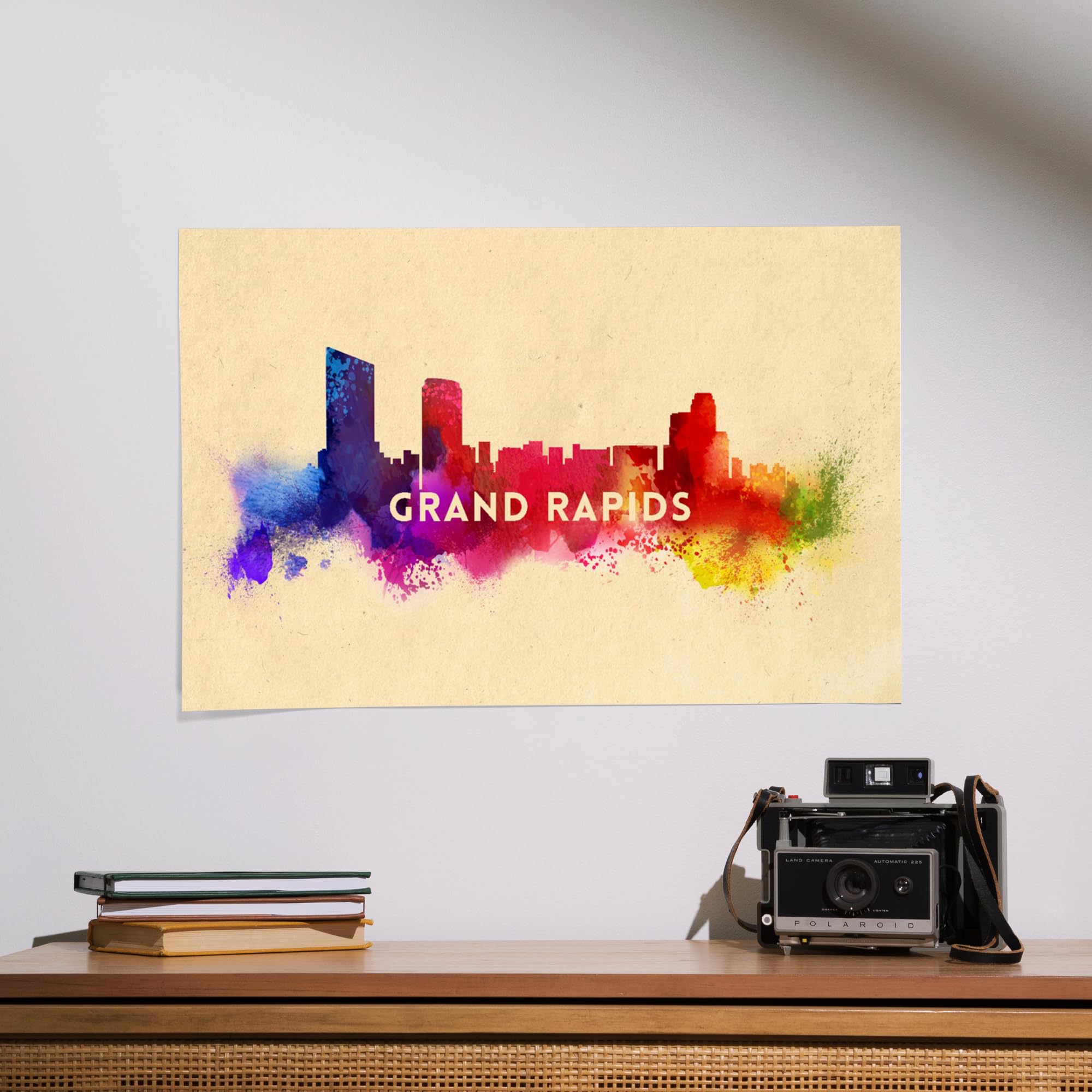 Lantern Press 16x24 Inch Giclee Print - Grand Rapids Michigan Skyline Abstract Wall Art - Perfect for Home Decor, Office & Living Room